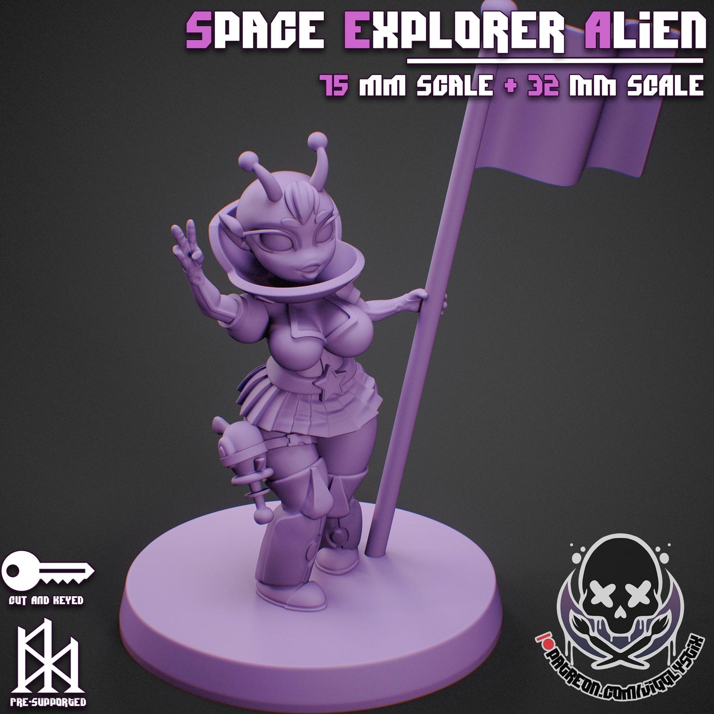 Space Explorer Alien Pin Up Miniature | Jigglystix