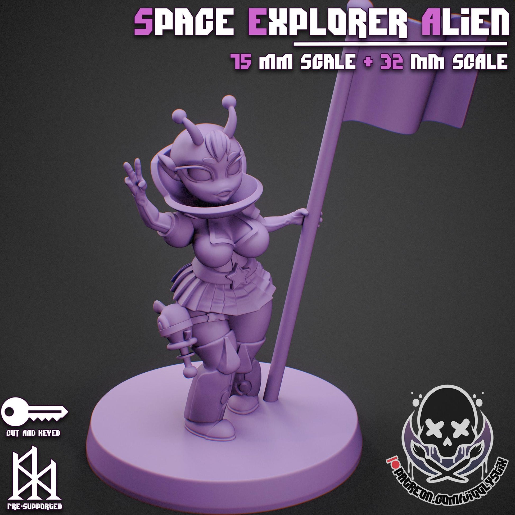 Space Explorer Alien Pin Up Miniature | Jigglystix