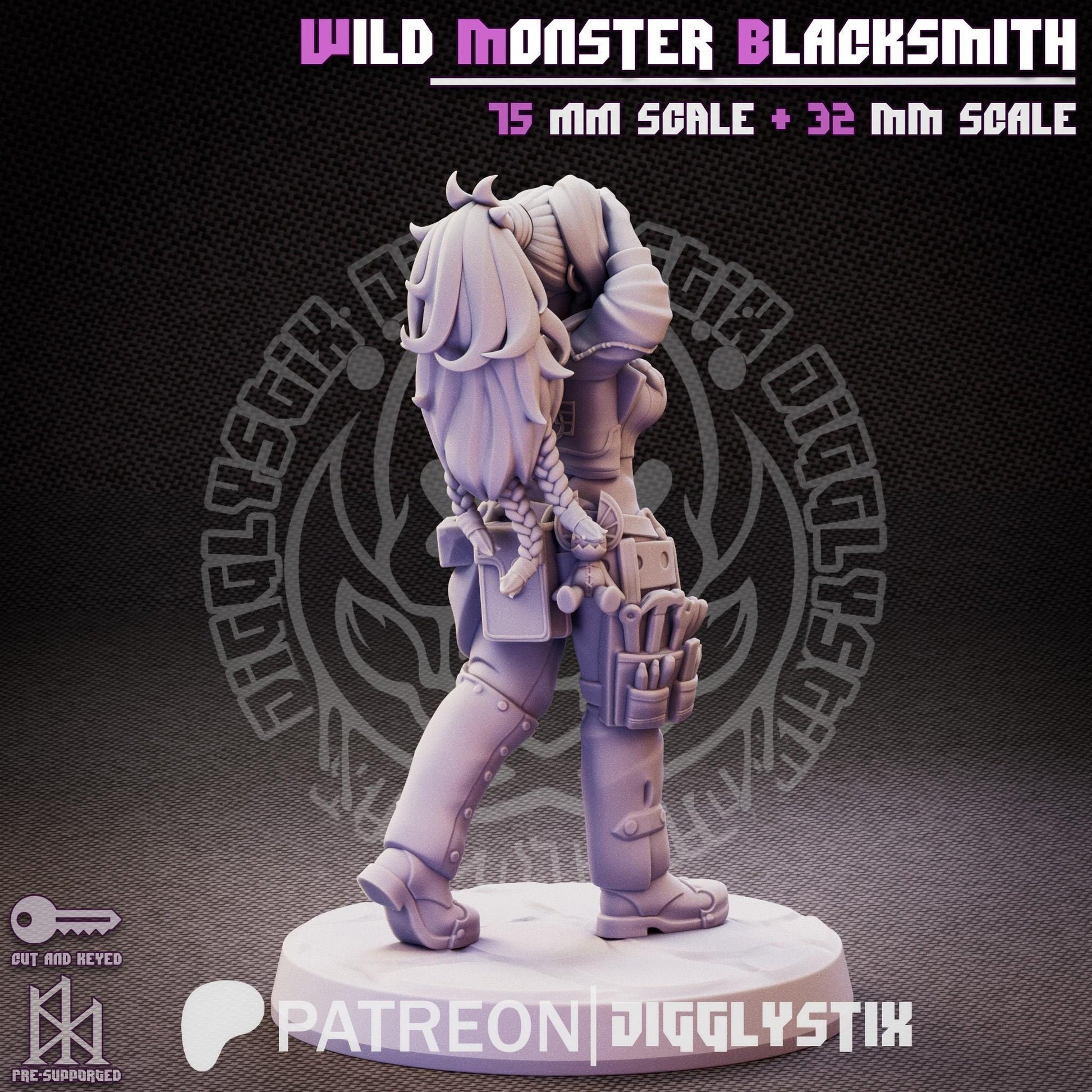 Wild Monster Blacksmith Pin Up Miniature | Jigglystix