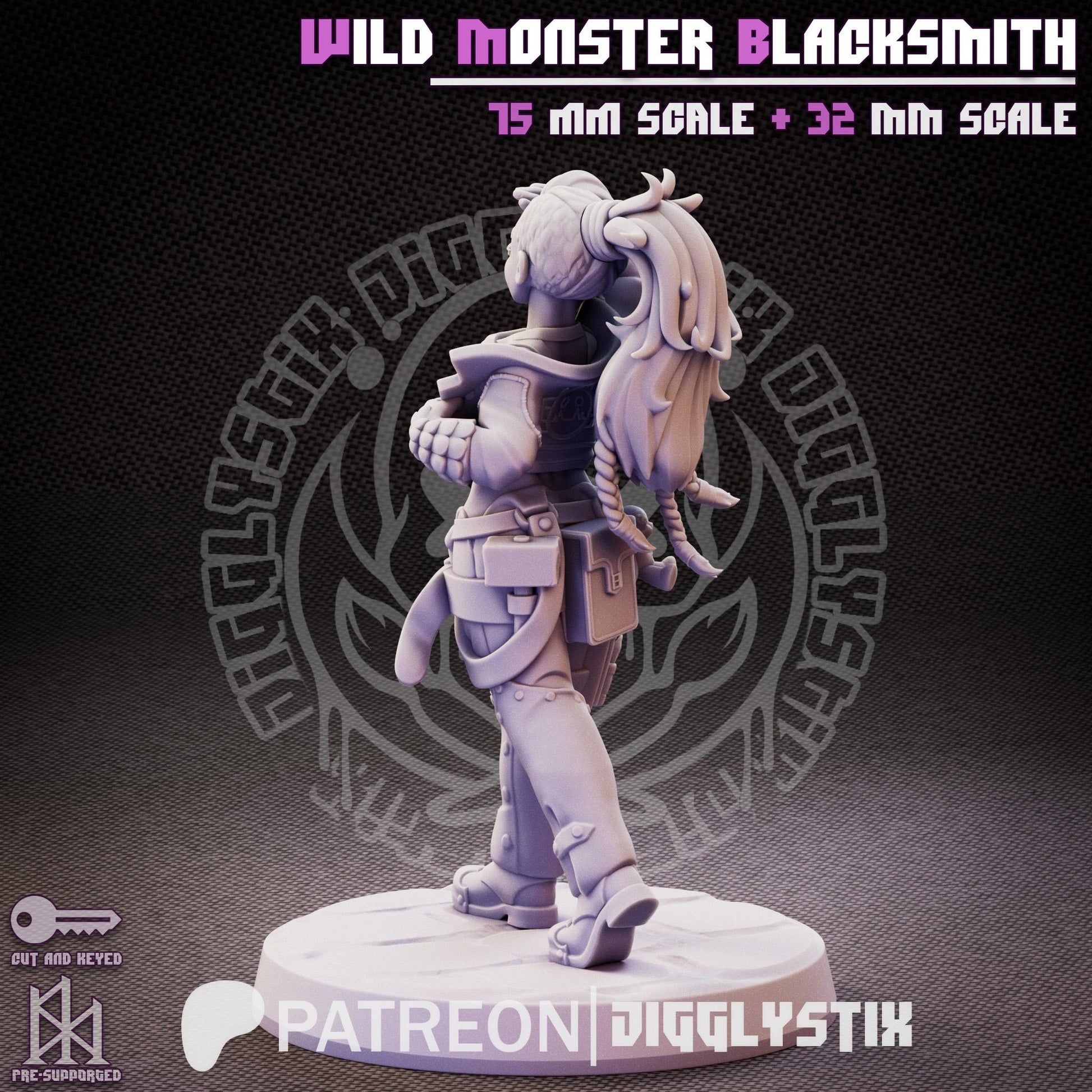 Wild Monster Blacksmith Pin Up Miniature | Jigglystix