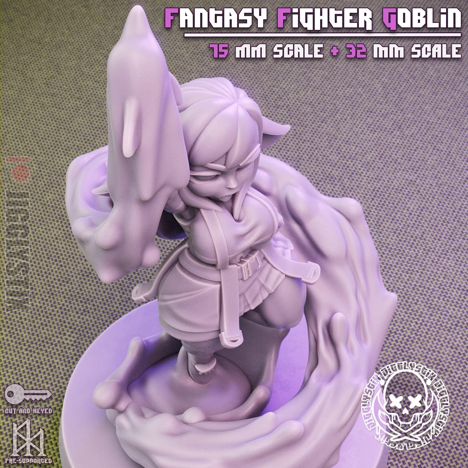 Fantasy Fighter Goblin Pin Up Miniature | Jigglystix