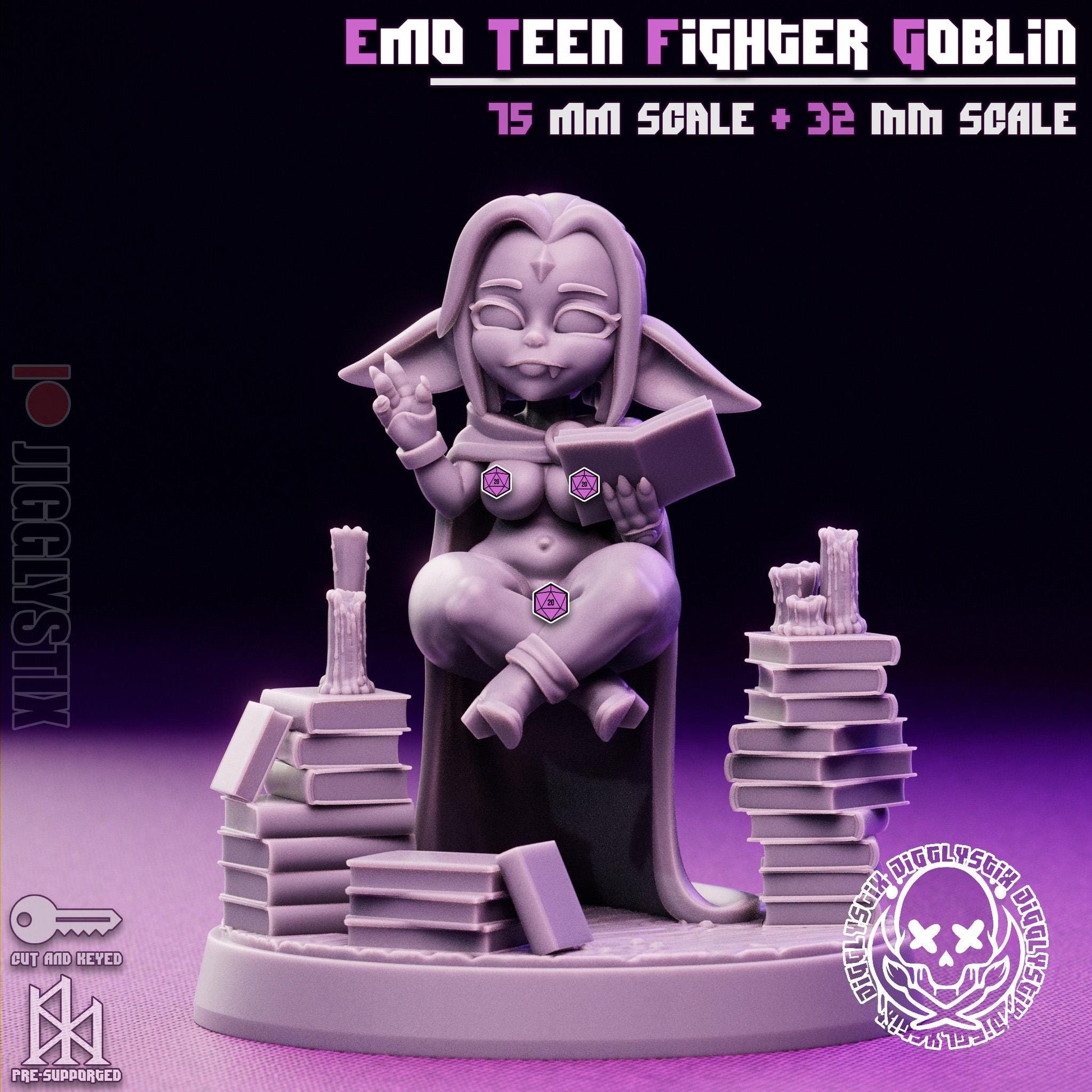 Emo Fighter Goblin Pin Up Miniature | Jigglystix