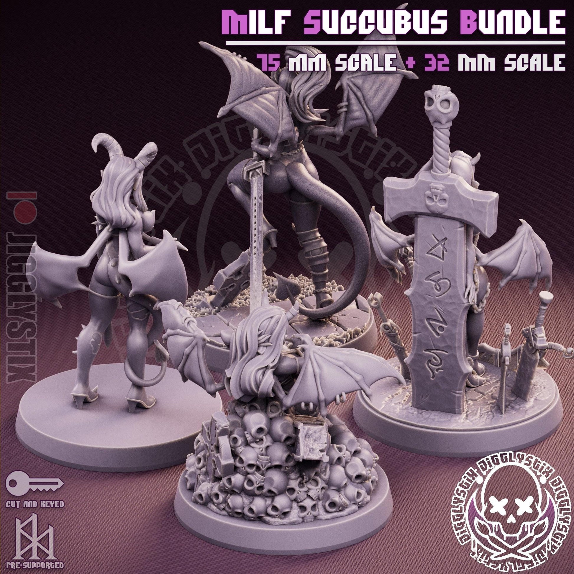 Milf Succubus Pin Up Miniature Bundle | Jigglystix