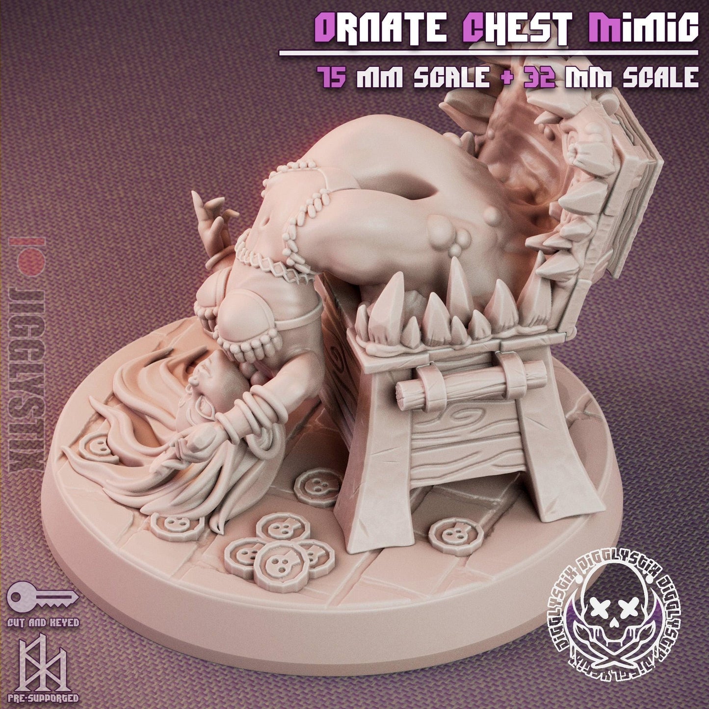 Ornate Chest Mimic Pin Up Miniature | Jigglystix