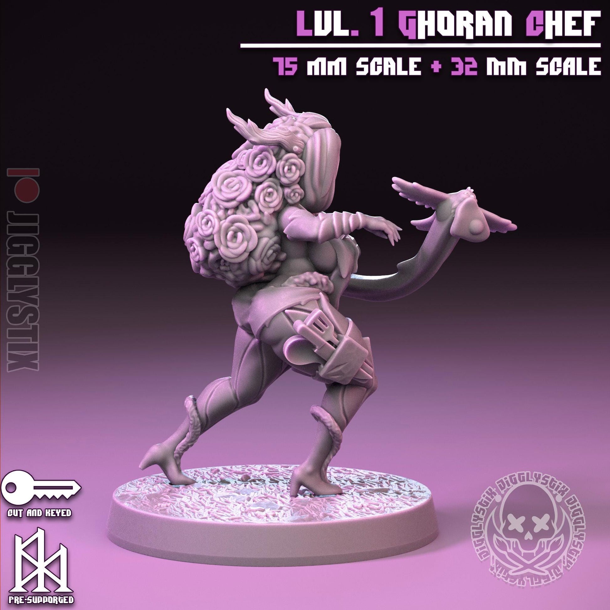Lvl. 1 Ghoran Chef Pin Up Miniature | Jigglystix