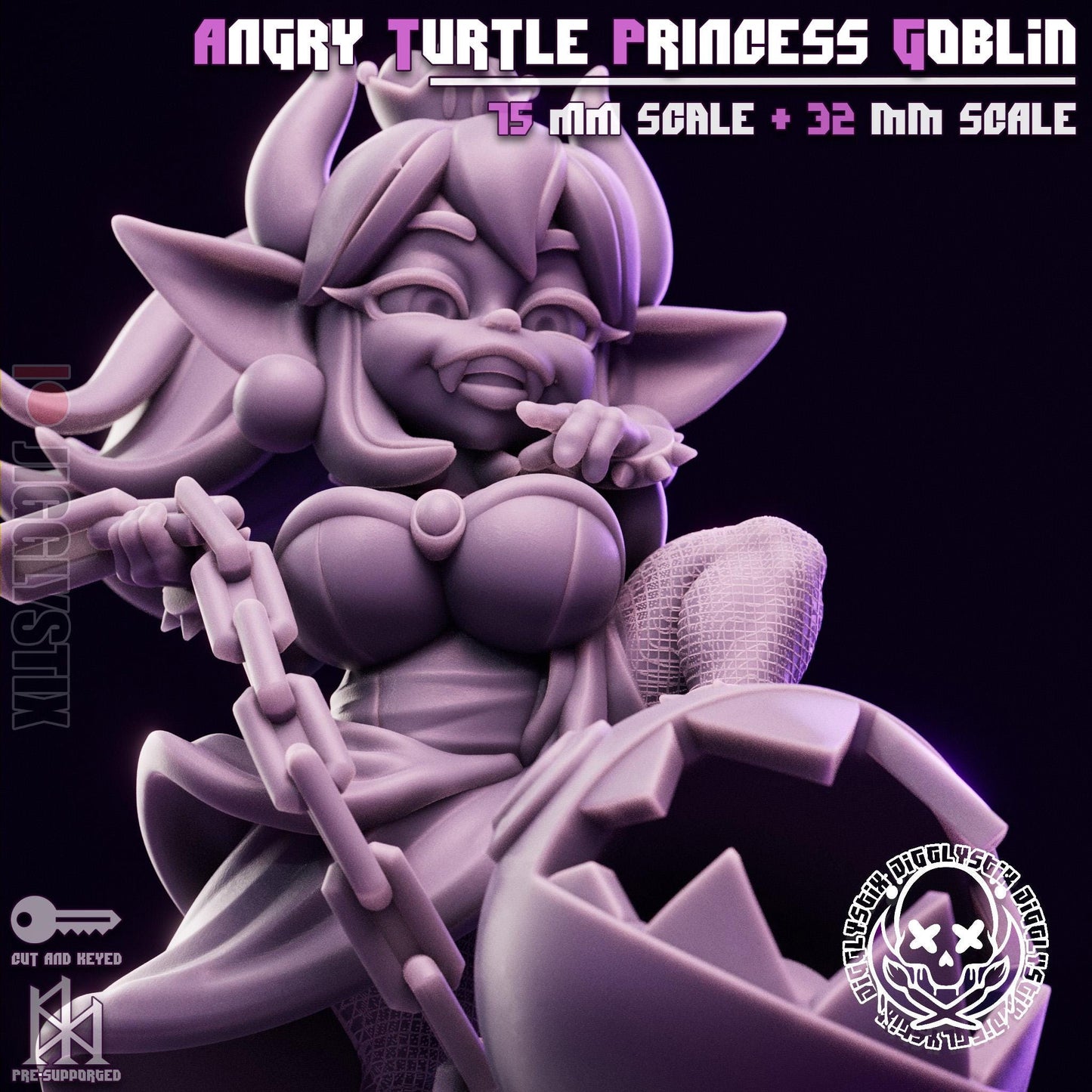 Angry Turtle Princess Goblin Pin Up Miniature | Jigglystix