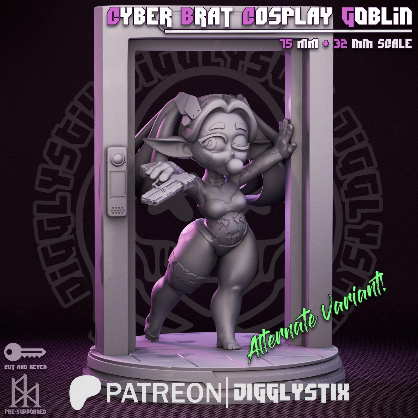 Cyber Girl Cosplay Goblin | Pin Up Miniature | Jigglystix