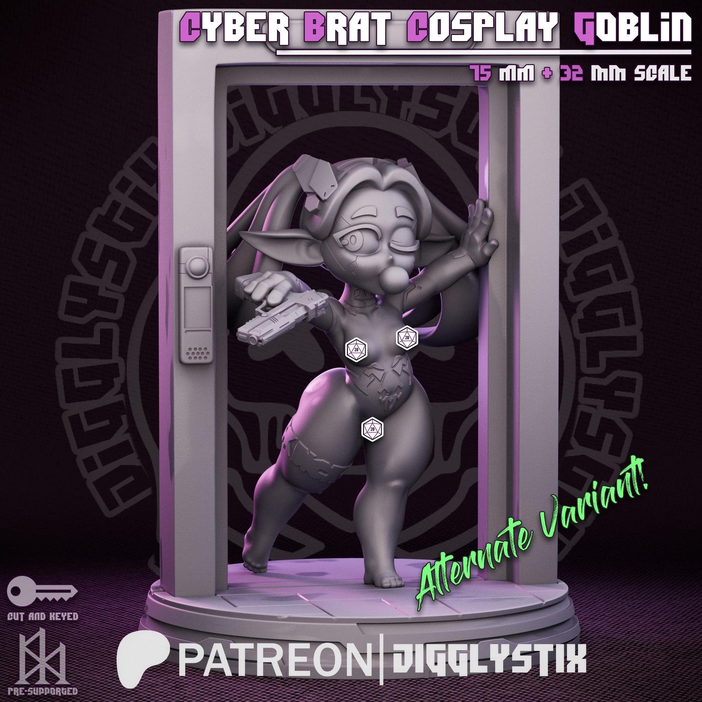 Cyber Girl Cosplay Goblin | Pin Up Miniature | Jigglystix