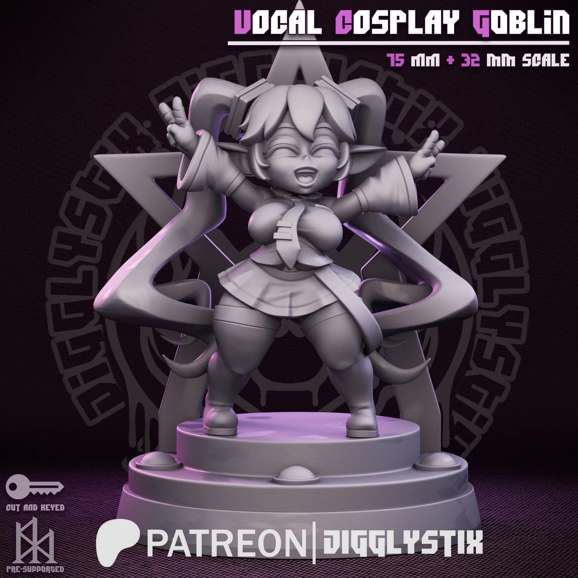 Vocaloid Goblin Girl | Pin Up Miniature | Jigglystix