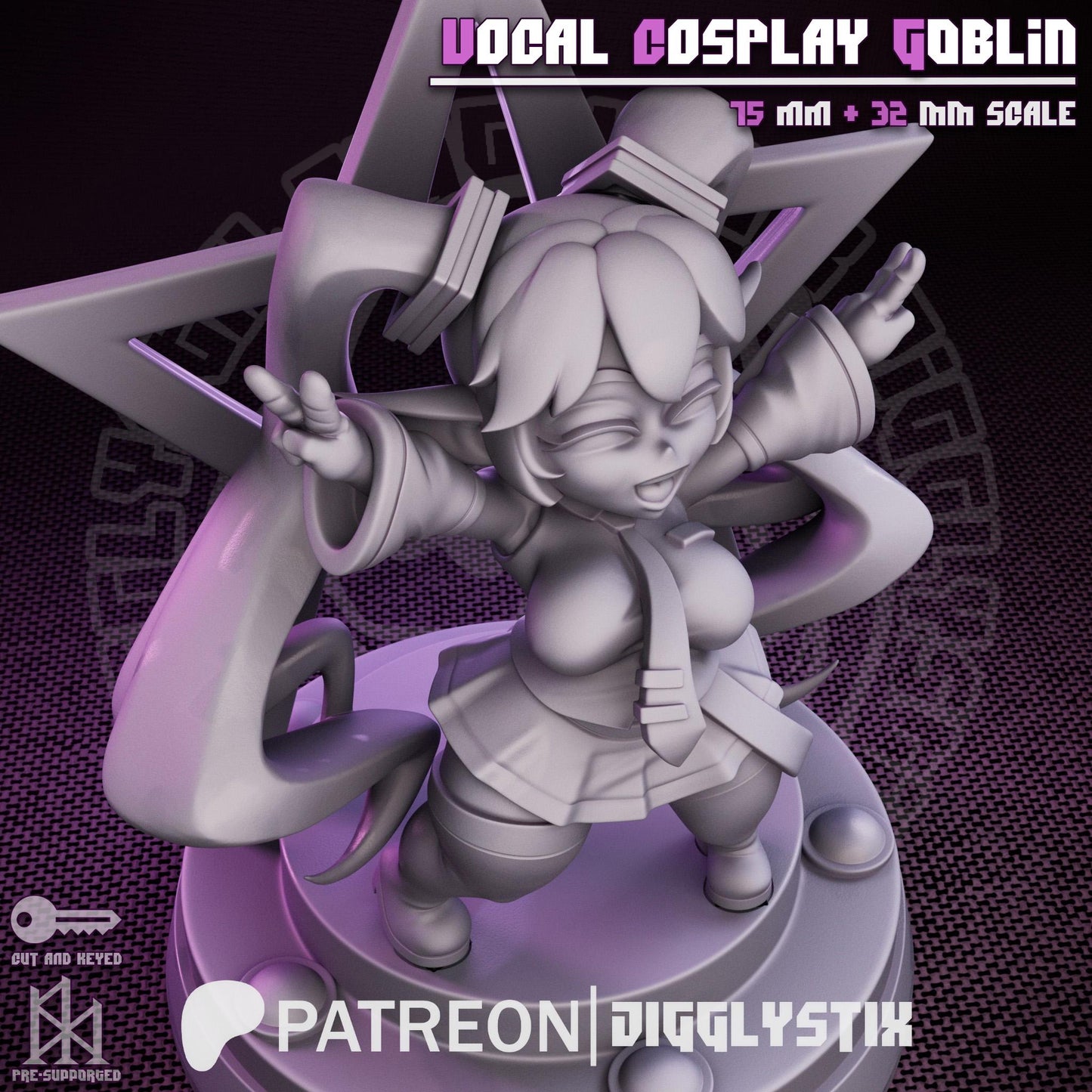 Vocaloid Goblin Girl | Pin Up Miniature | Jigglystix