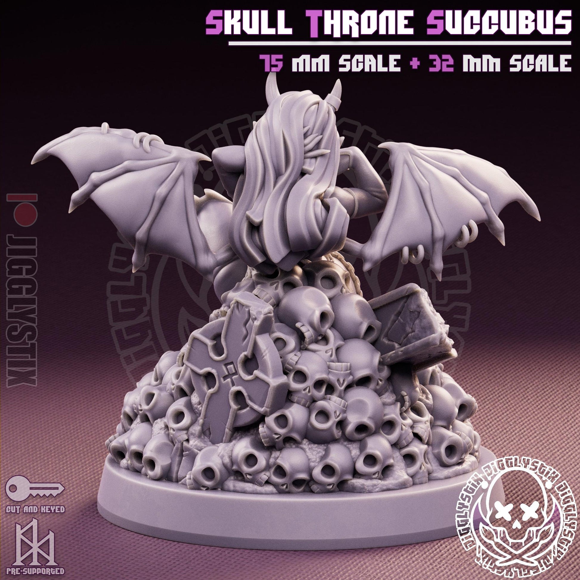 Skull Throne Succubus Pin Up Miniature | Jigglystix