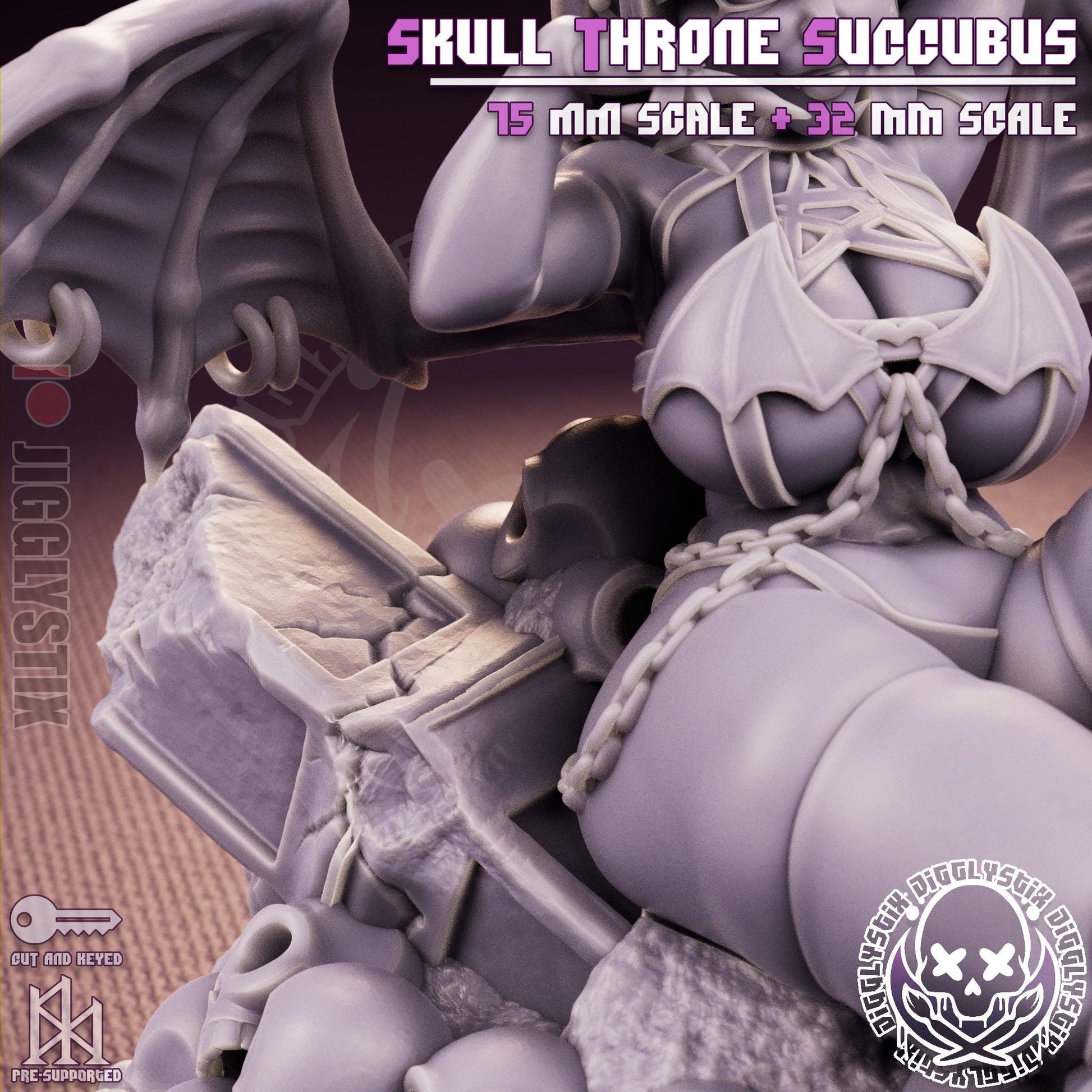 Skull Throne Succubus Pin Up Miniature | Jigglystix