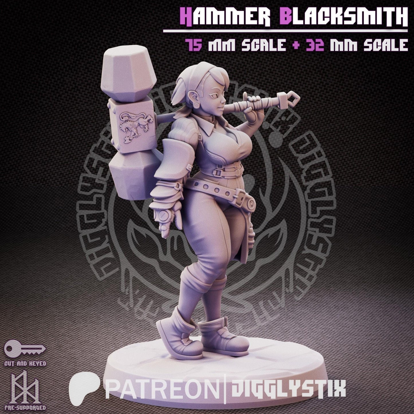 Hammer Blacksmith Pin Up Miniature | Jigglystix