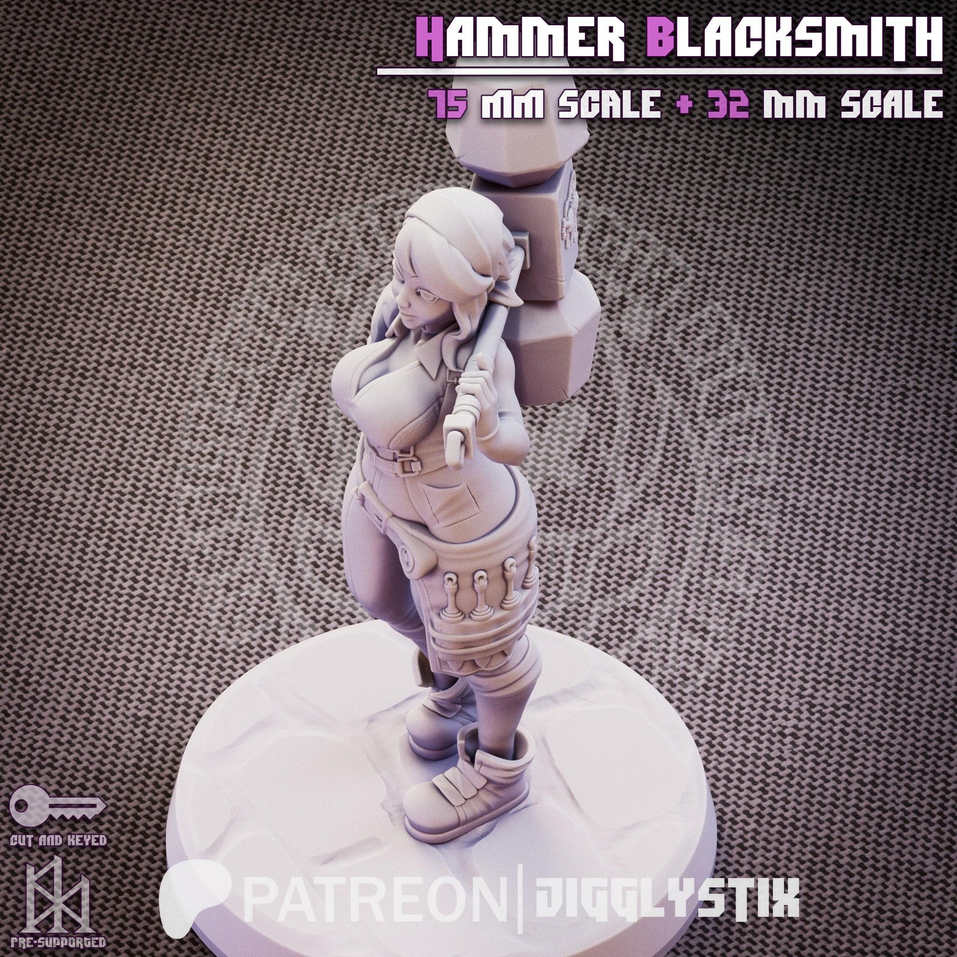 Hammer Blacksmith Pin Up Miniature | Jigglystix