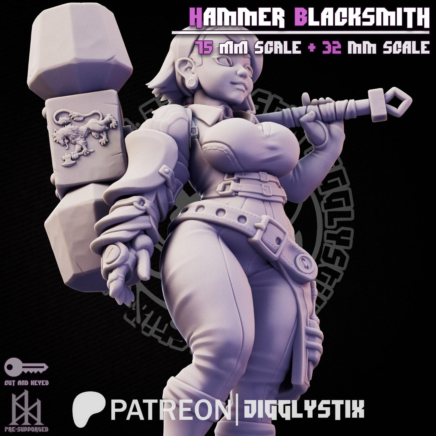 Hammer Blacksmith Pin Up Miniature | Jigglystix