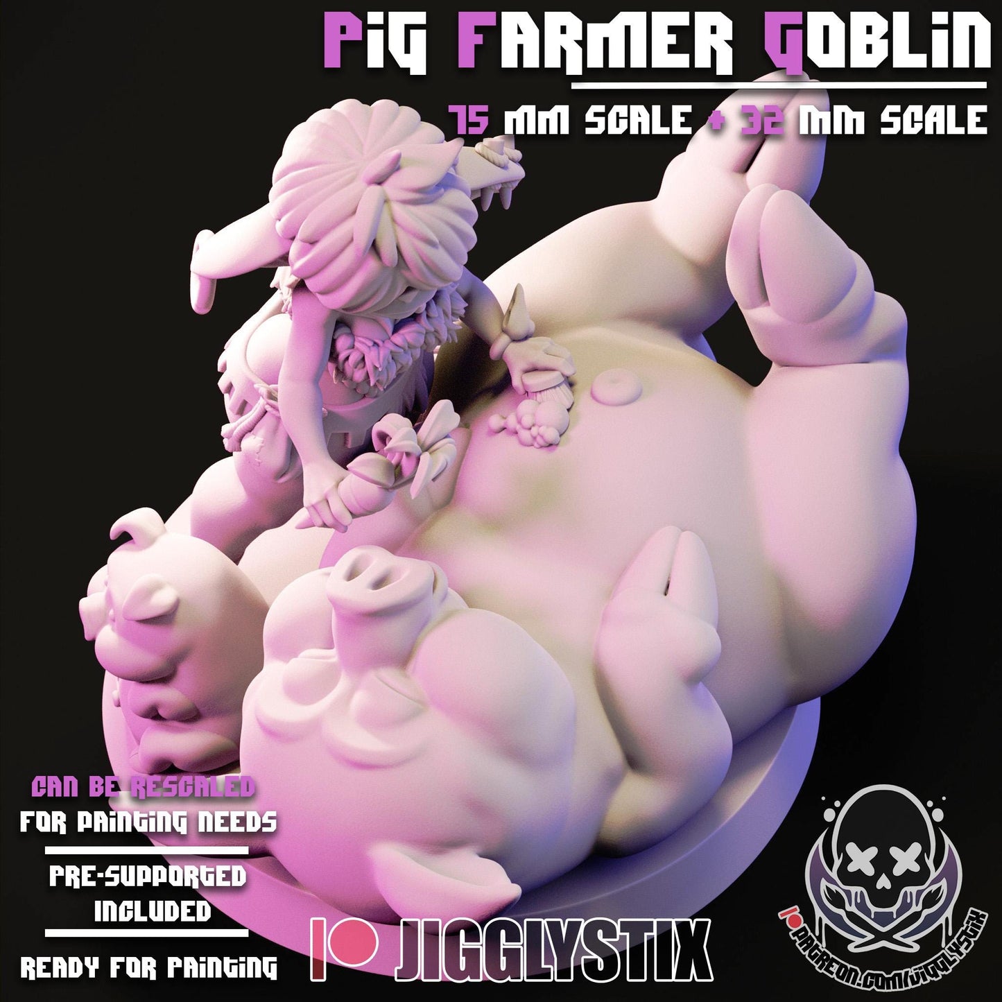 Pig Farmer Goblin Pin Up Miniature | Jigglystix