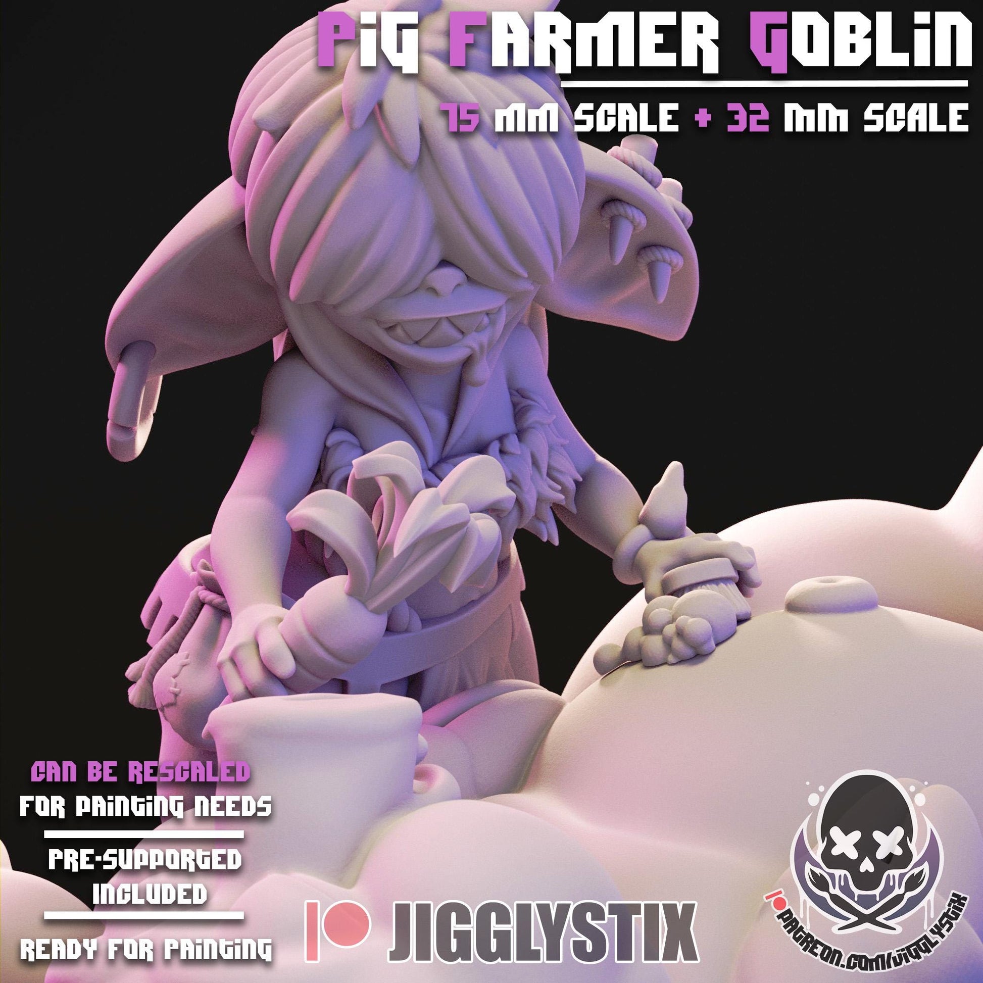 Pig Farmer Goblin Pin Up Miniature | Jigglystix