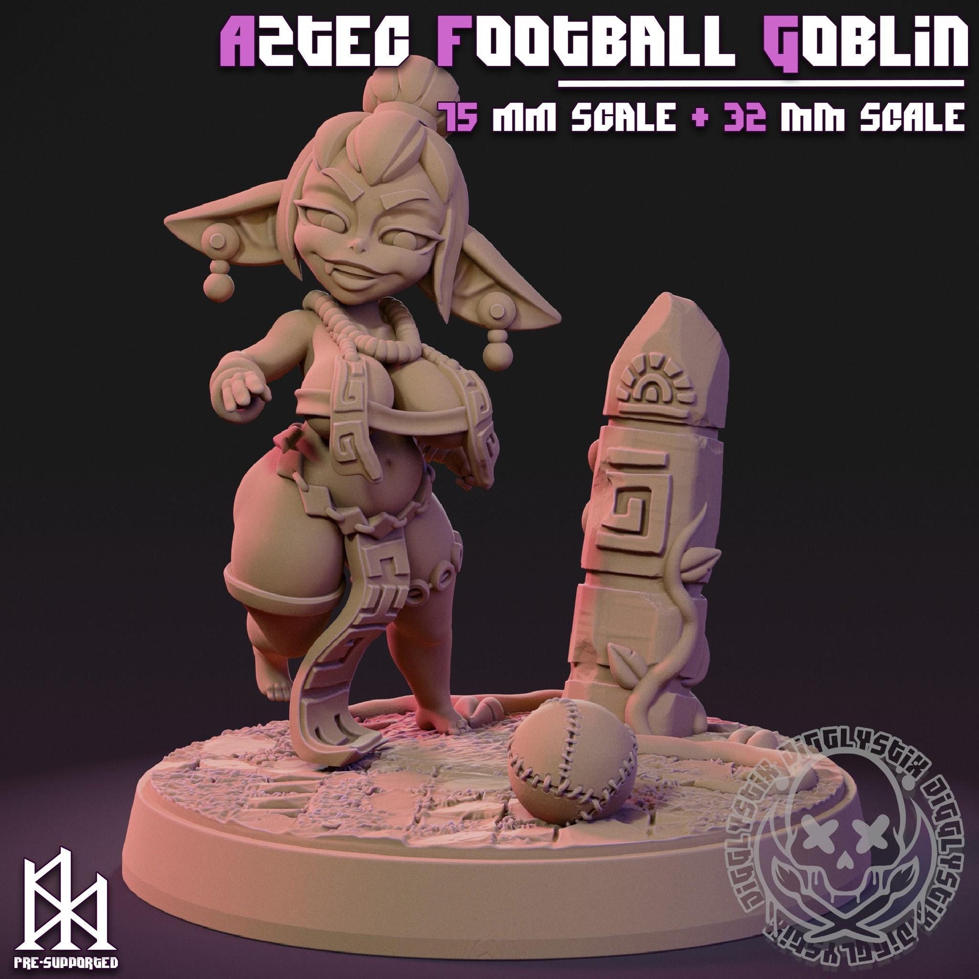 Aztec Football Goblin Girl Miniature | Jigglystix