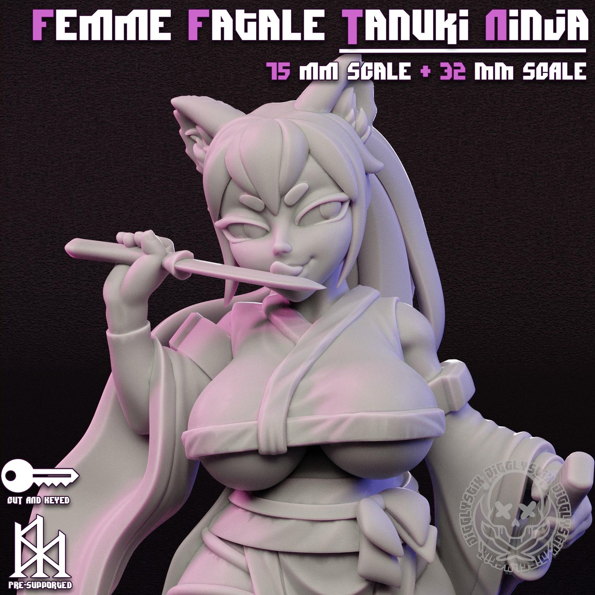 Femme Fatale Tanuki Ninja Miniature | Jigglystix