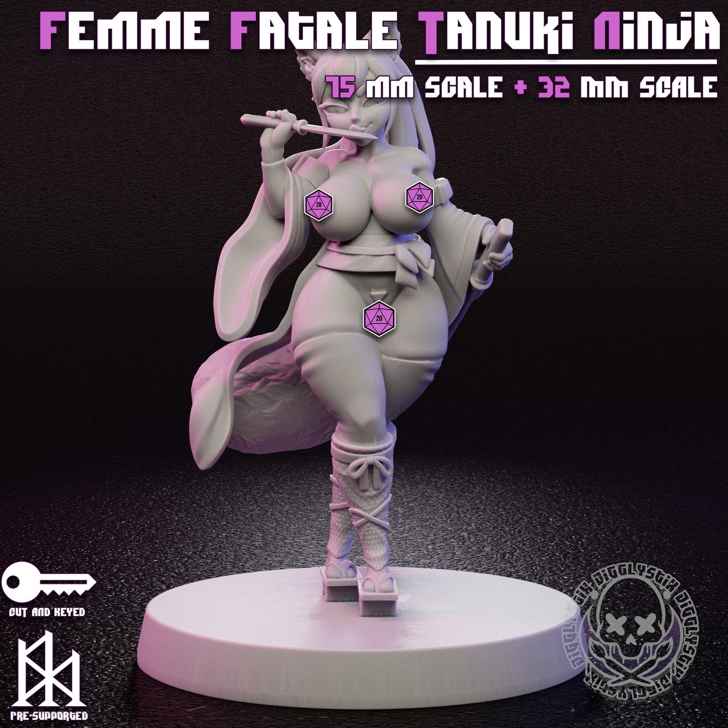 Femme Fatale Tanuki Ninja Miniature | Jigglystix