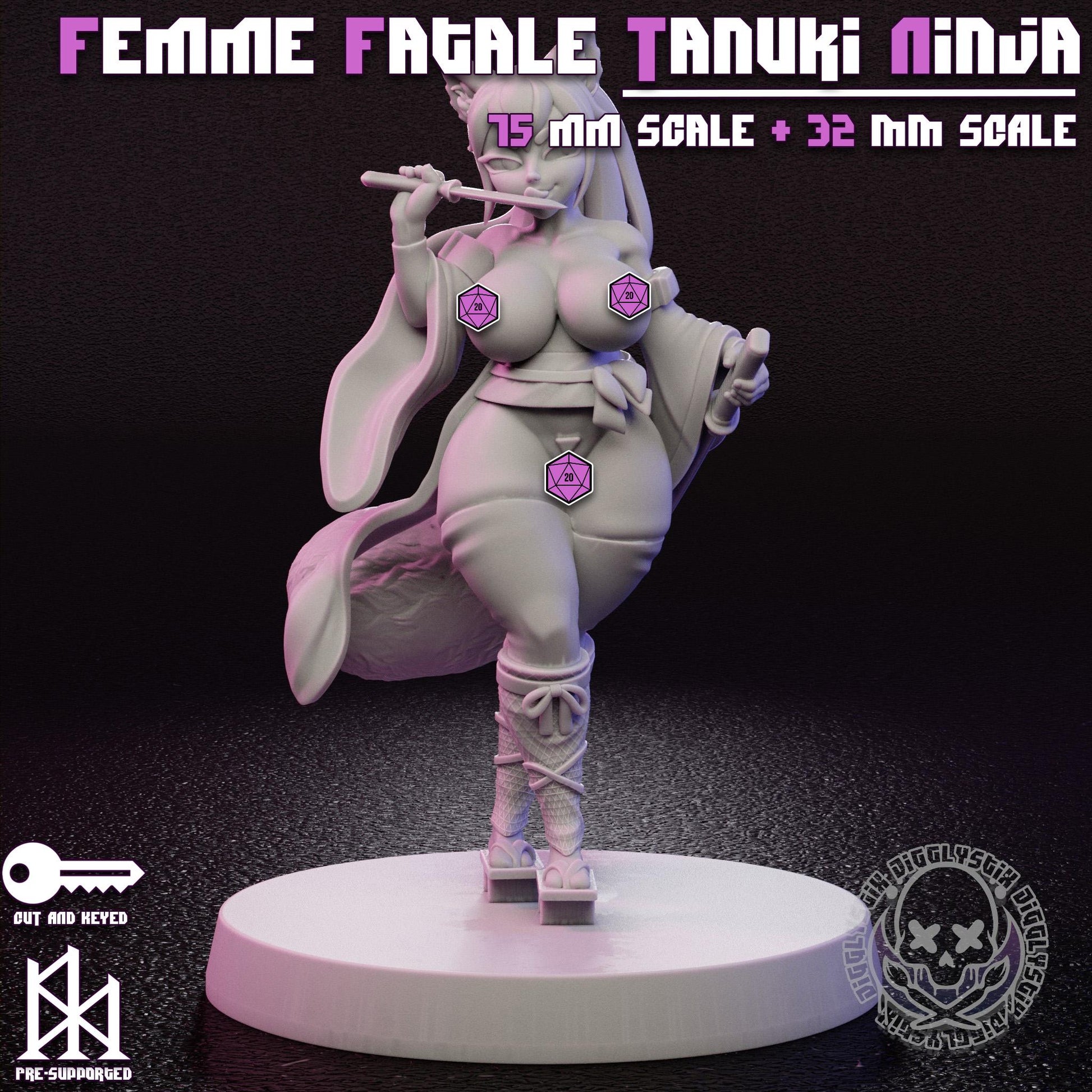 Femme Fatale Tanuki Ninja Miniature | Jigglystix