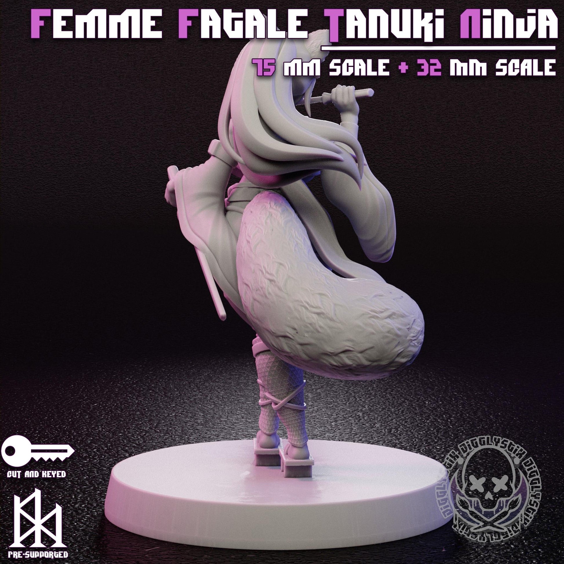 Femme Fatale Tanuki Ninja Miniature | Jigglystix