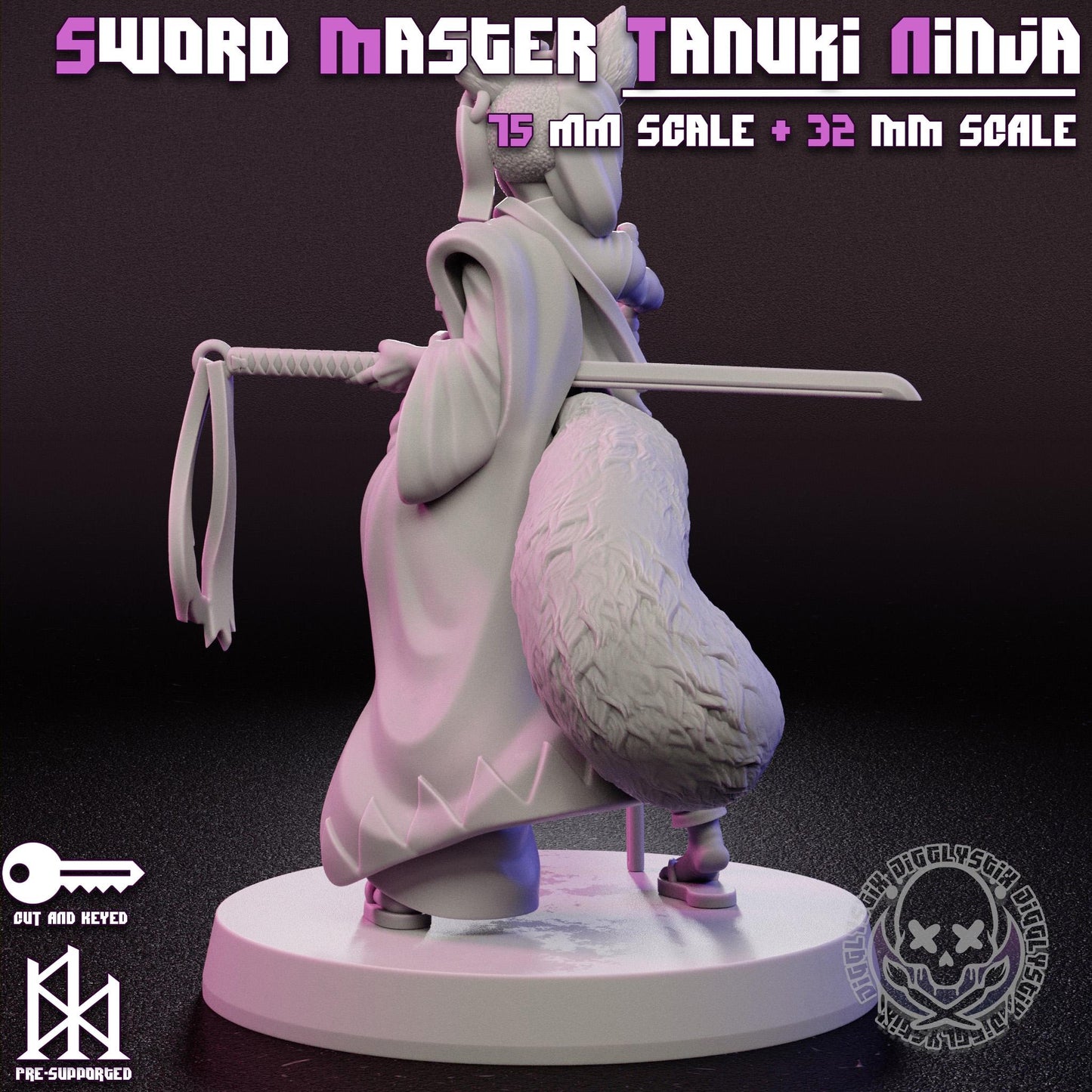 Sword Master Tanuki Nina Girl Miniature | Jigglystix