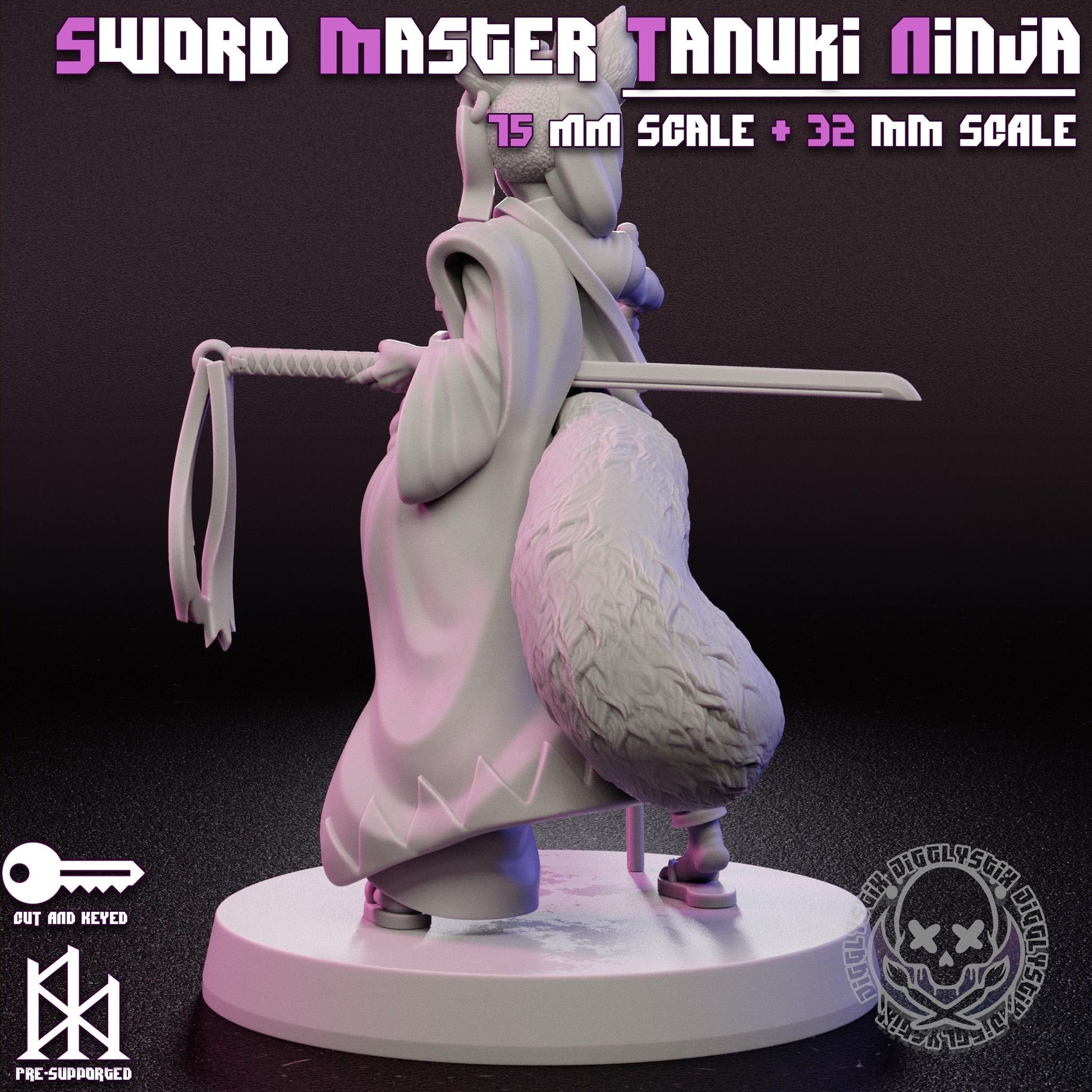 Sword Master Tanuki Nina Girl Miniature | Jigglystix