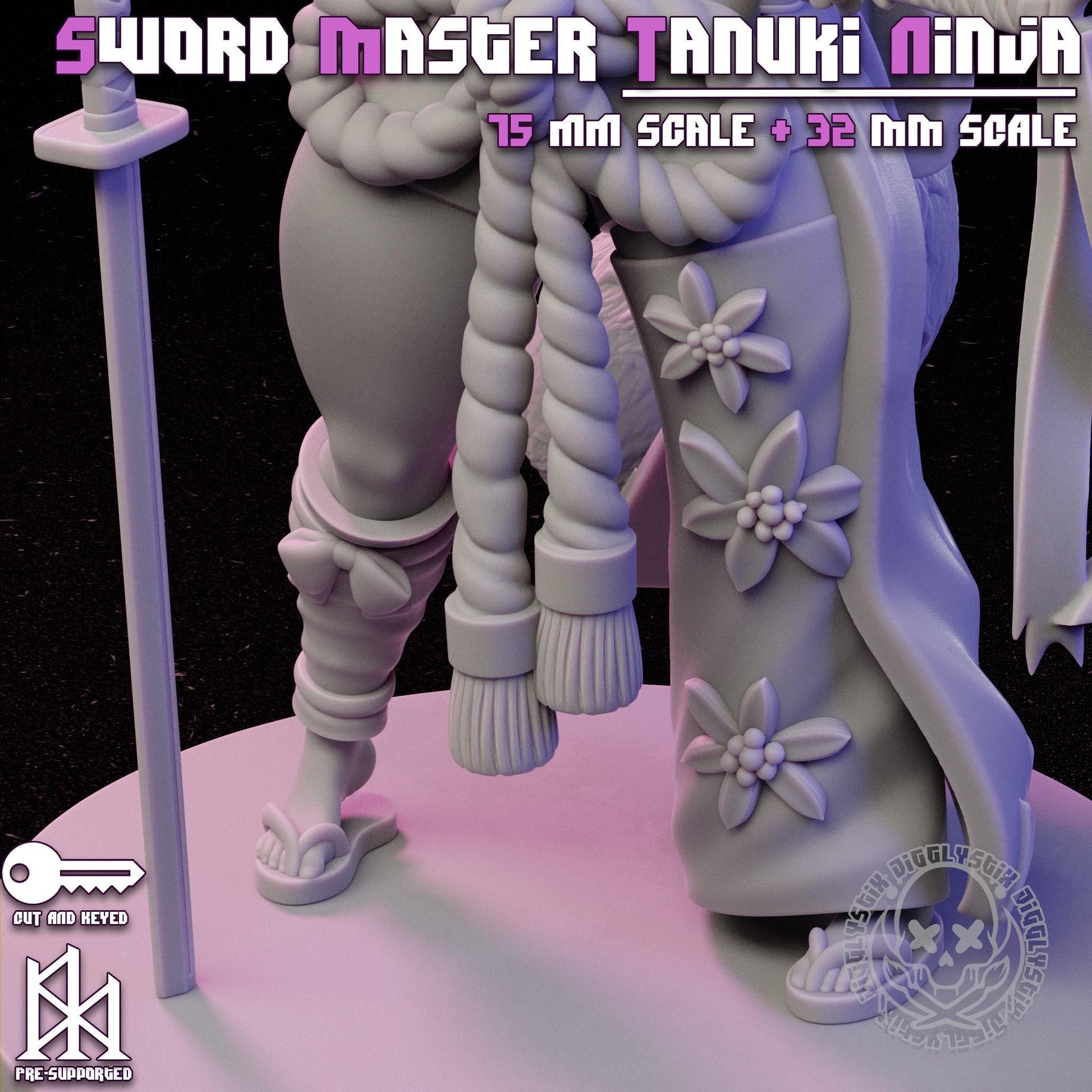 Sword Master Tanuki Nina Girl Miniature | Jigglystix