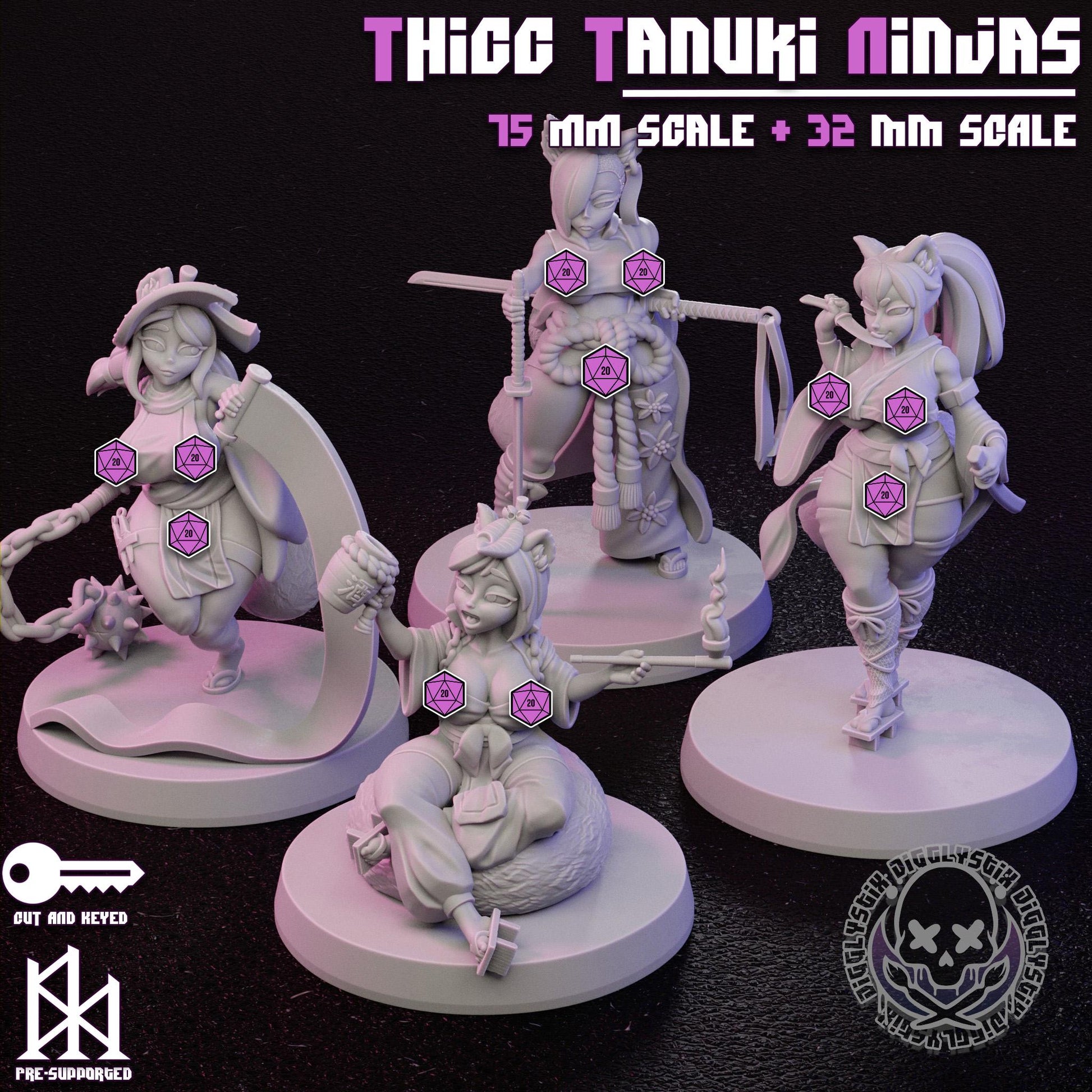 Thicc Tanuki Ninjas Miniature Bundle | Jigglystix