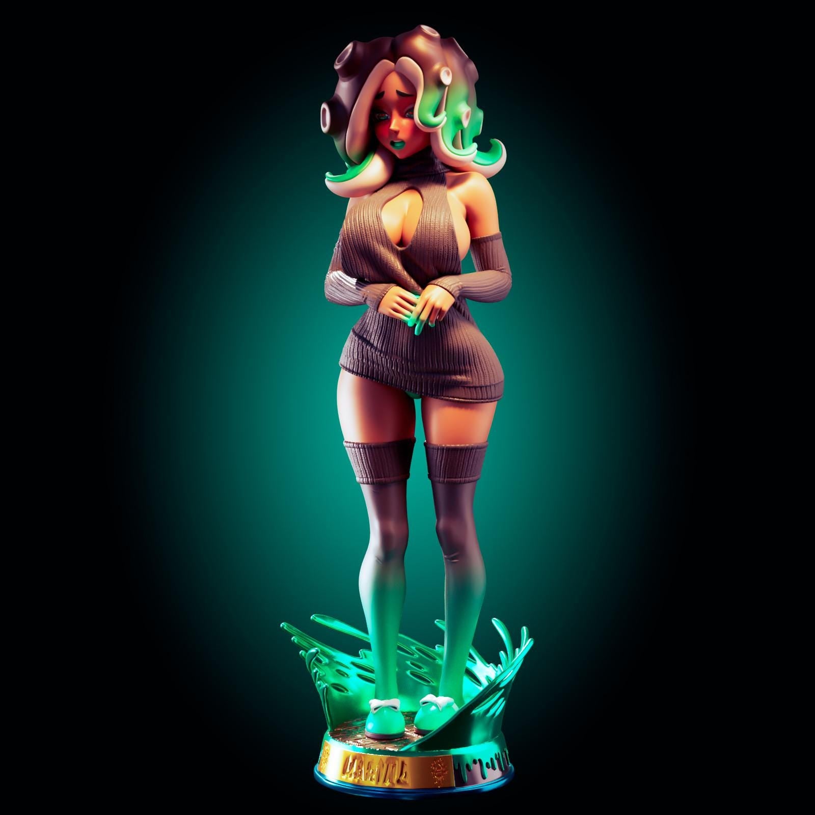 Octopus Girl Pin Up Model Kit | 3D Resin Print Figurine | Officer Rhu