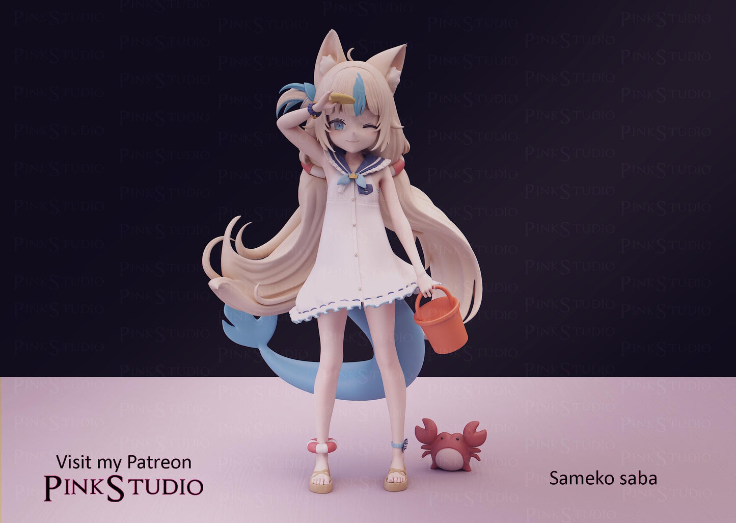 Sameko Saba Inspired Model Kit | 3D Resin Print Figurine | Pink Studio