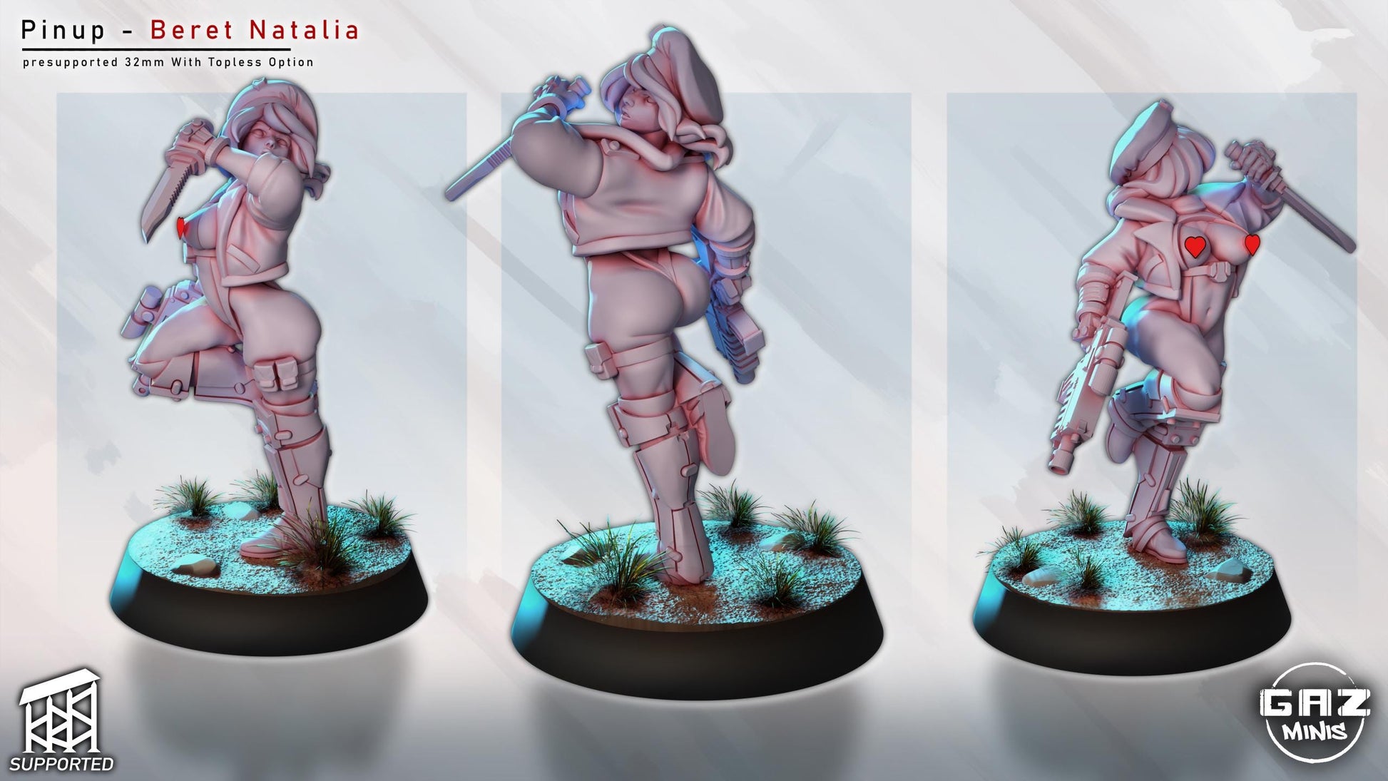 Soldier Girl Beret Natalia | Pin Up Miniature | Gaz Minis