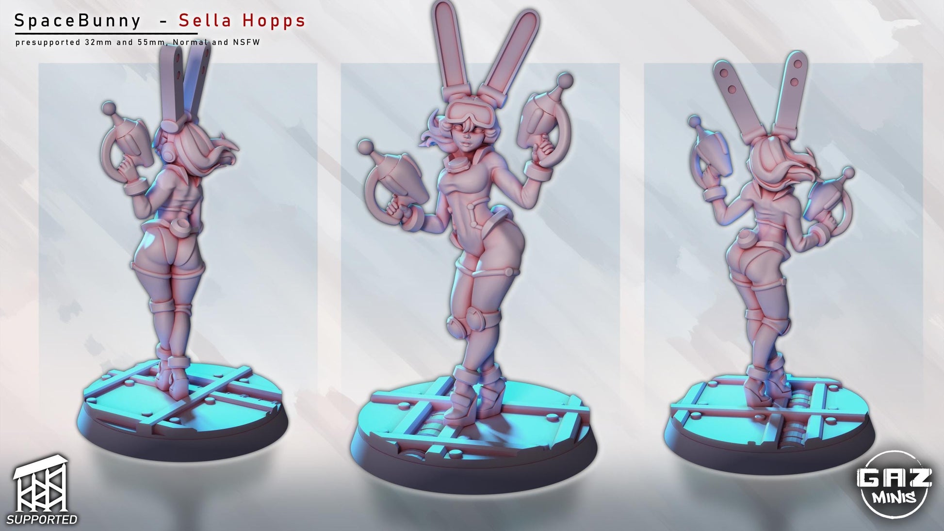 Retro Space Bunny Girl | Pin Up Miniature | Gaz Minis