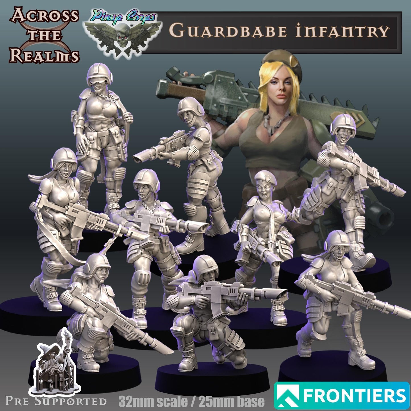 Guardbabes Soldier Girl Miniatures | 32mm Scale | Across the Realms