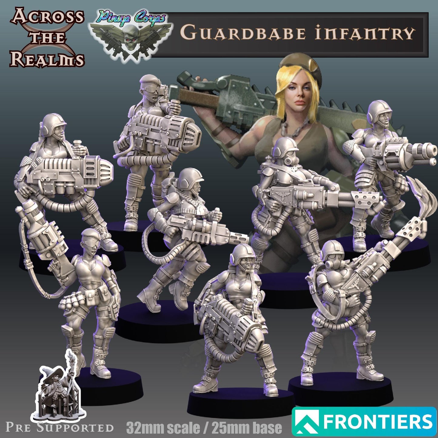 Guardbabes Soldier Girl Miniatures | 32mm Scale | Across the Realms