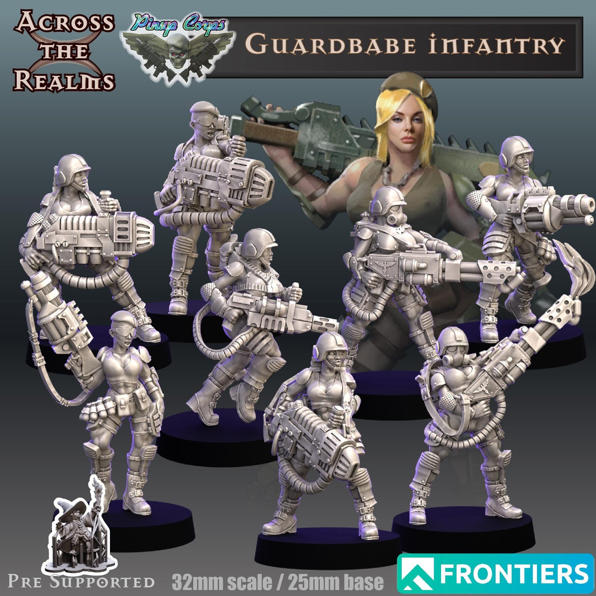 Guardbabes Soldier Girl Miniatures | 32mm Scale | Across the Realms