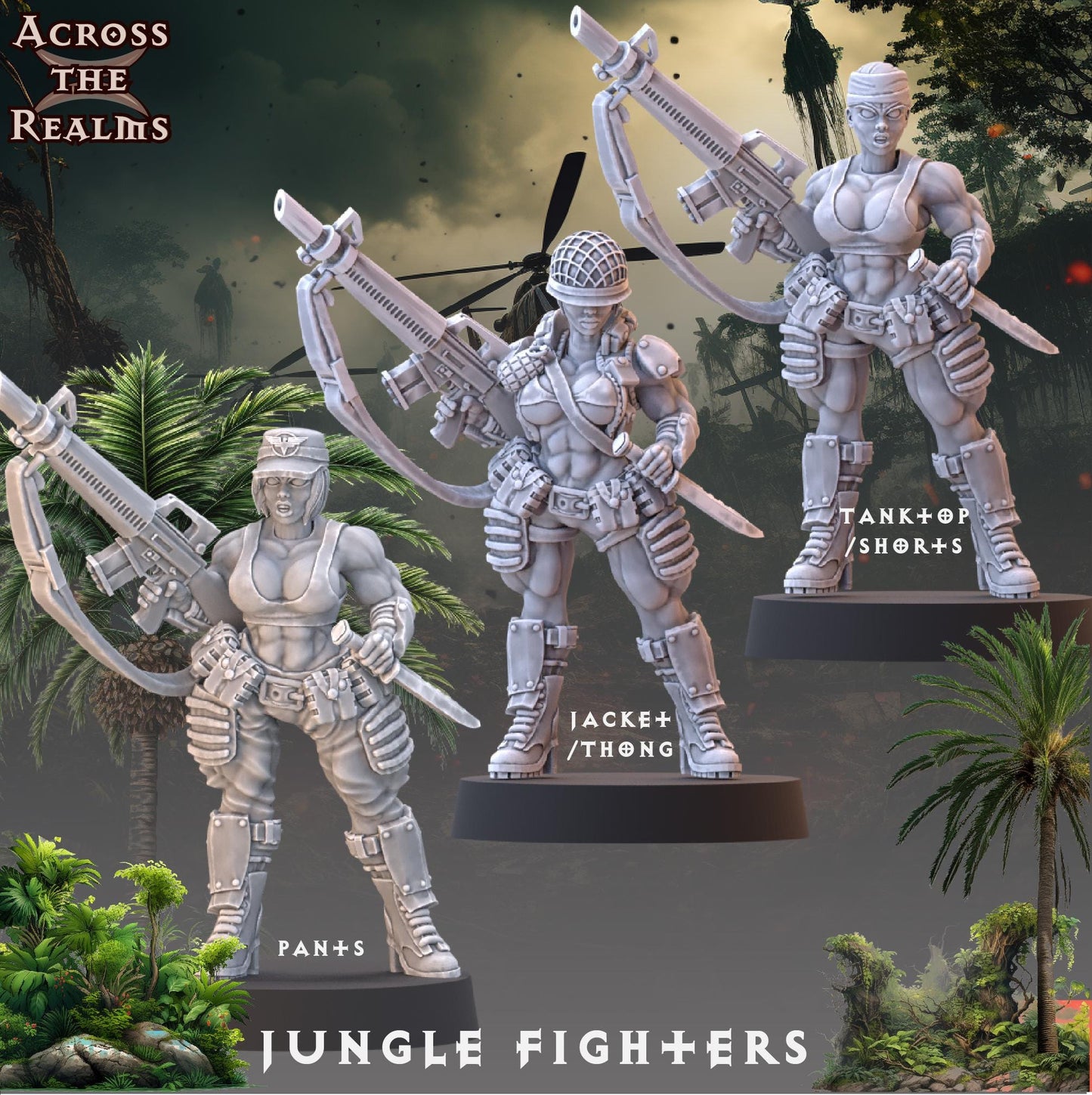 Jungle Fighter Babe Miniatures | Across the Realms