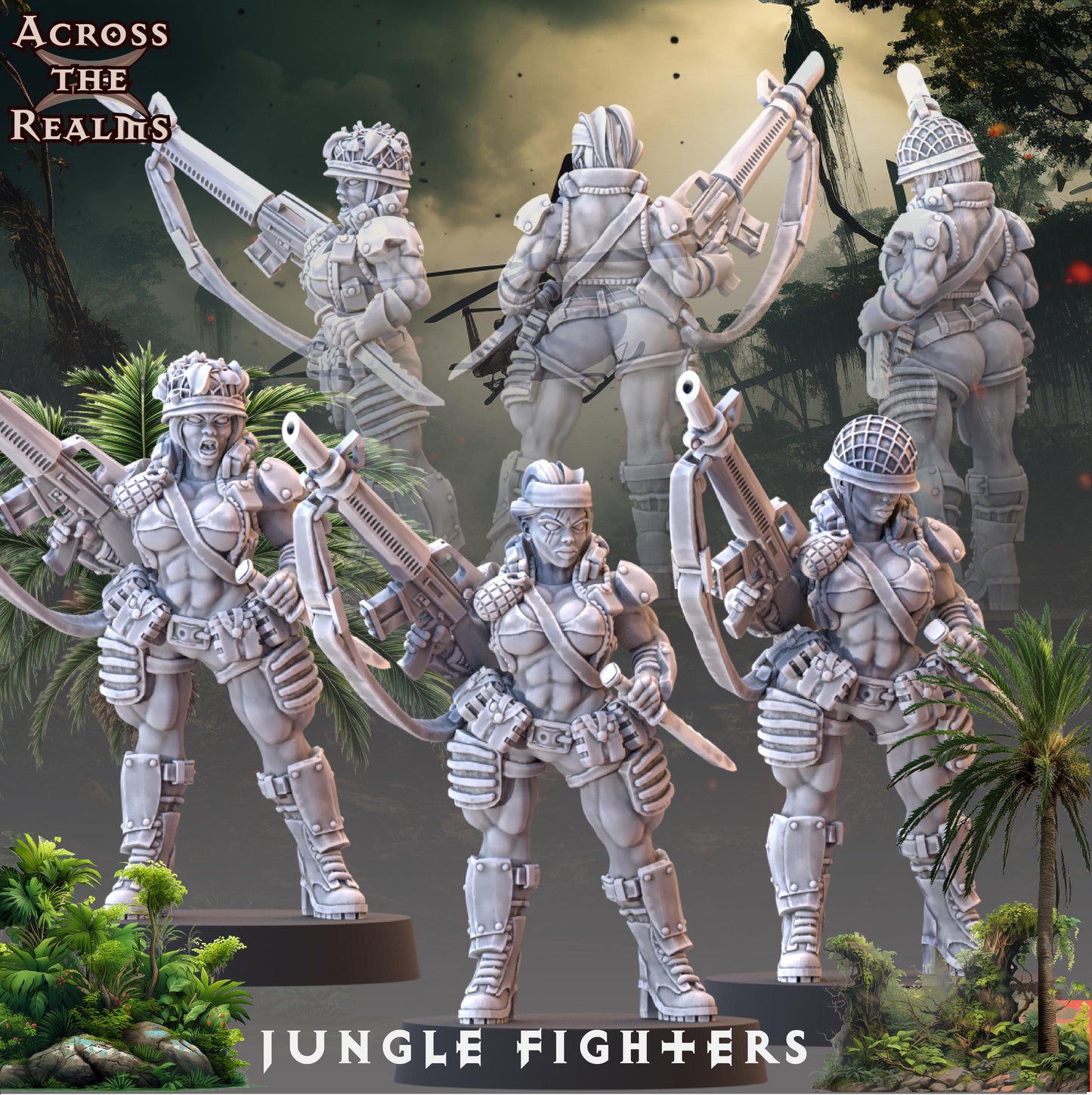 Jungle Fighter Babe Miniatures | Across the Realms