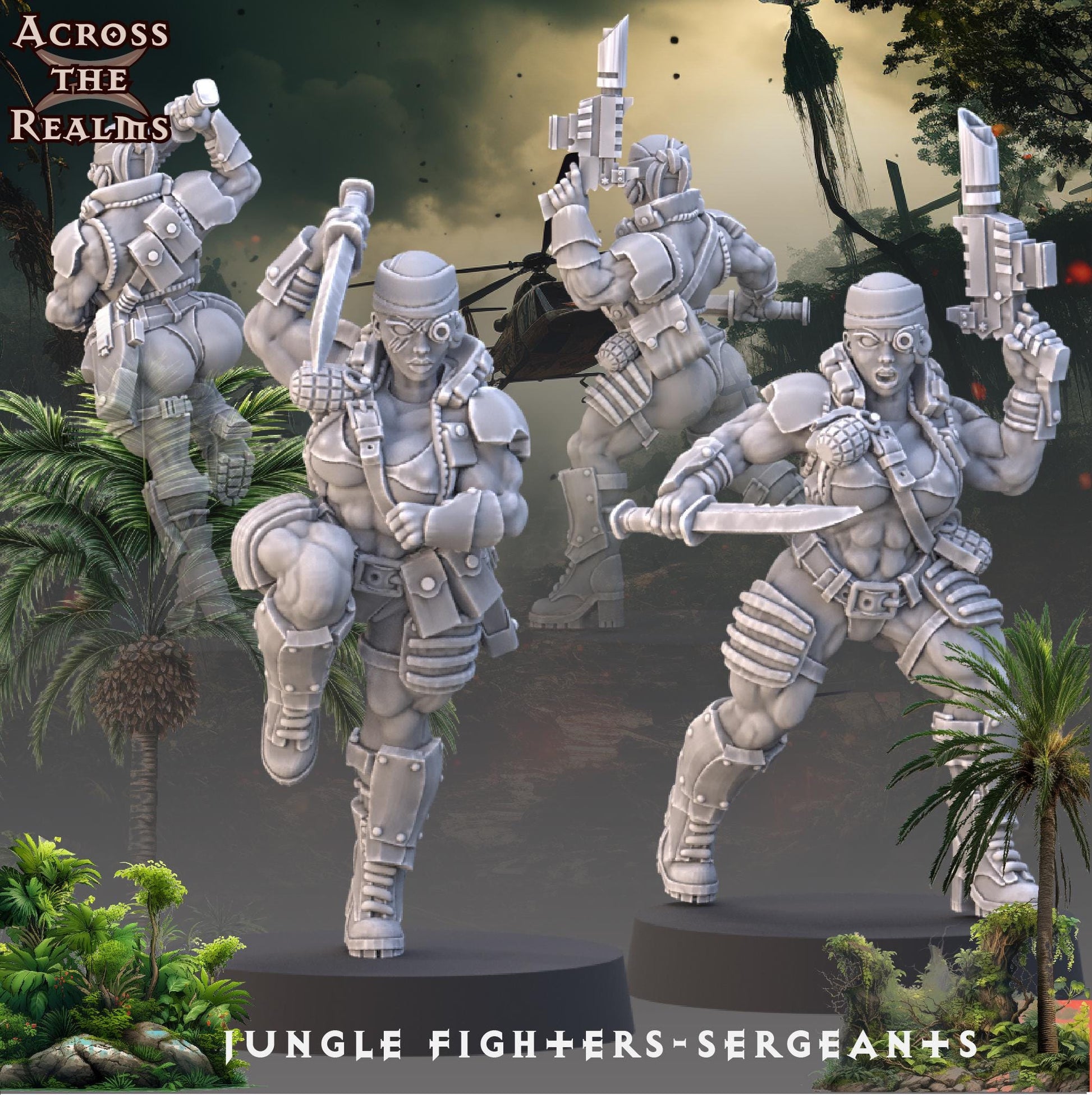Jungle Fighter Babe Miniatures | Across the Realms