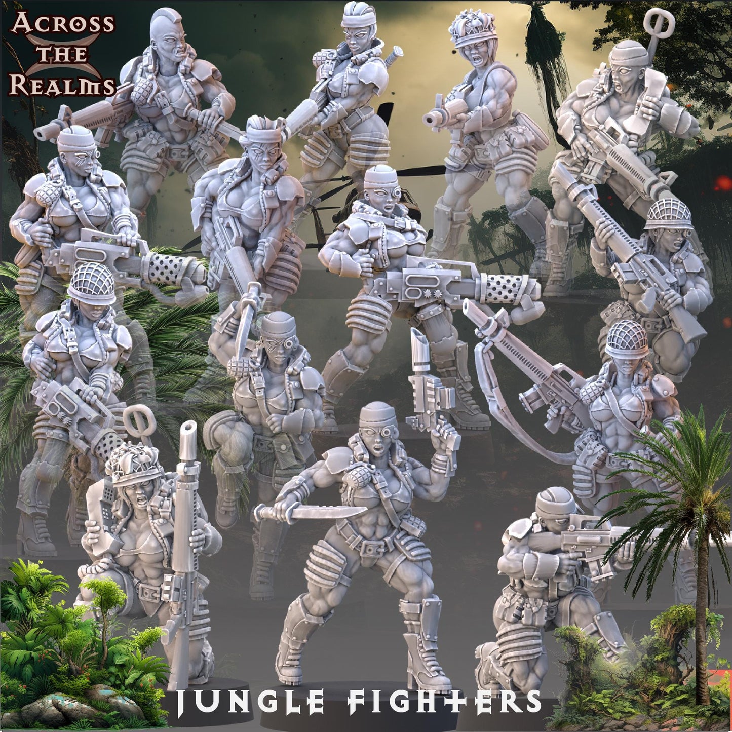Jungle Fighter Babe Miniatures | Across the Realms