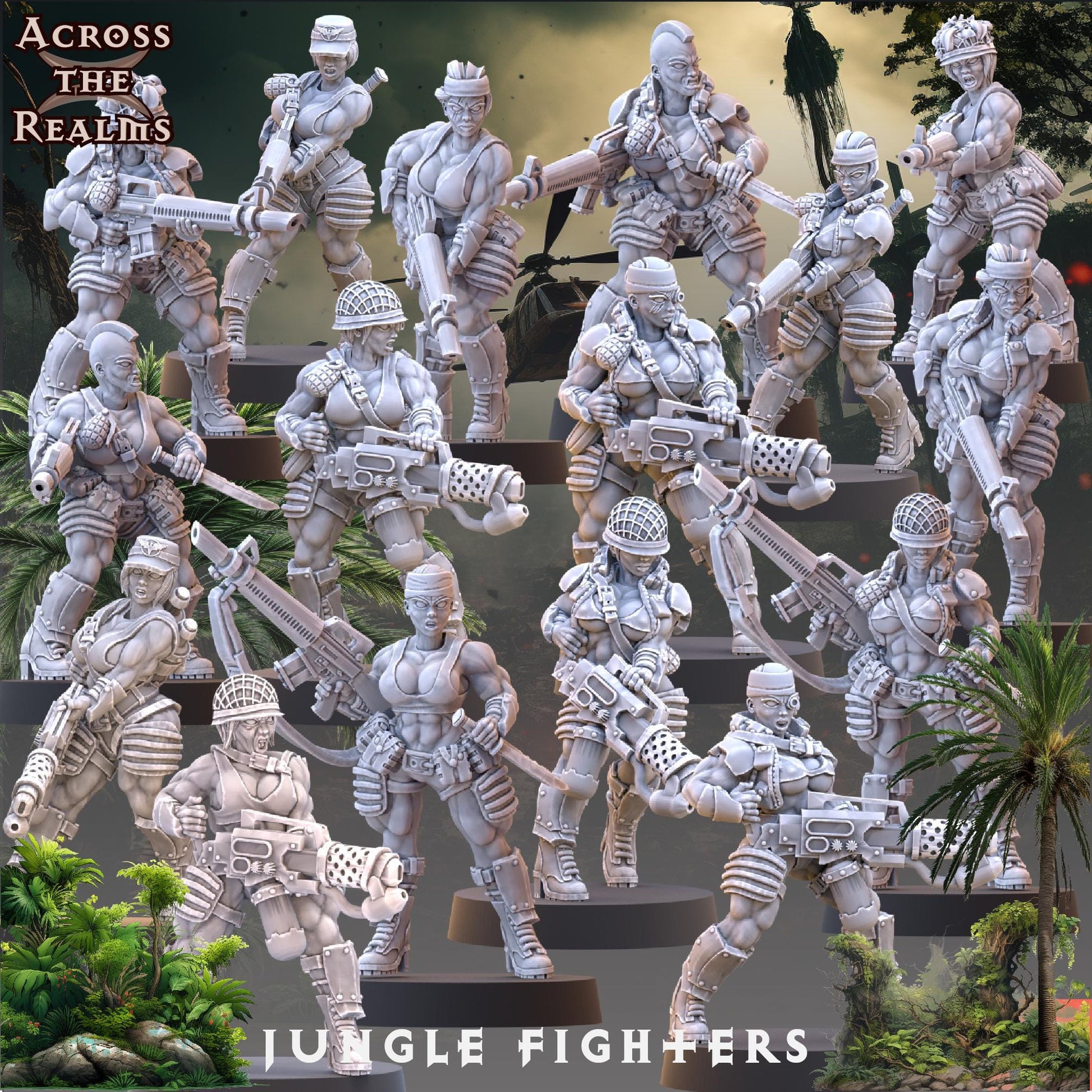 Jungle Fighter Babe Miniatures | Across the Realms