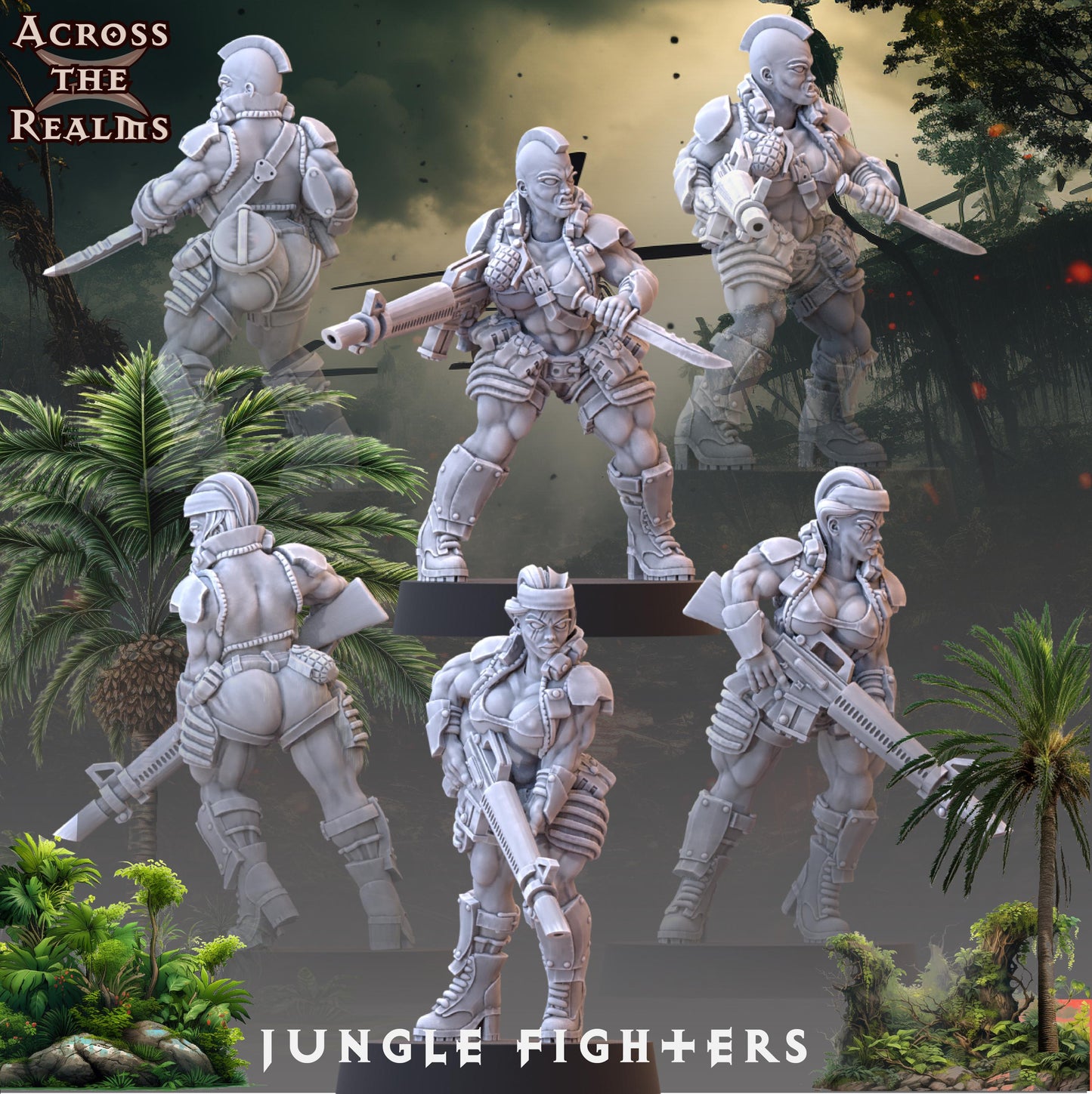 Jungle Fighter Babe Miniatures | Across the Realms