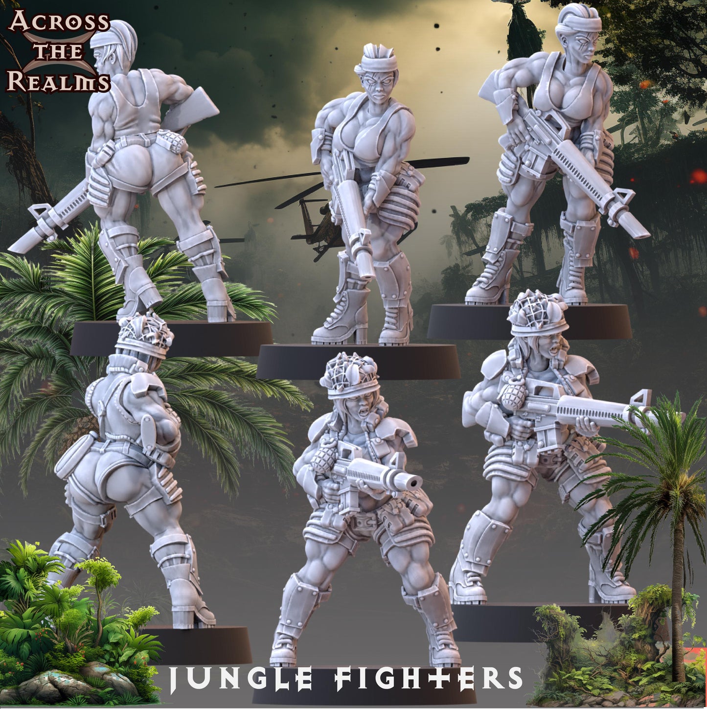 Jungle Fighter Babe Miniatures | Across the Realms