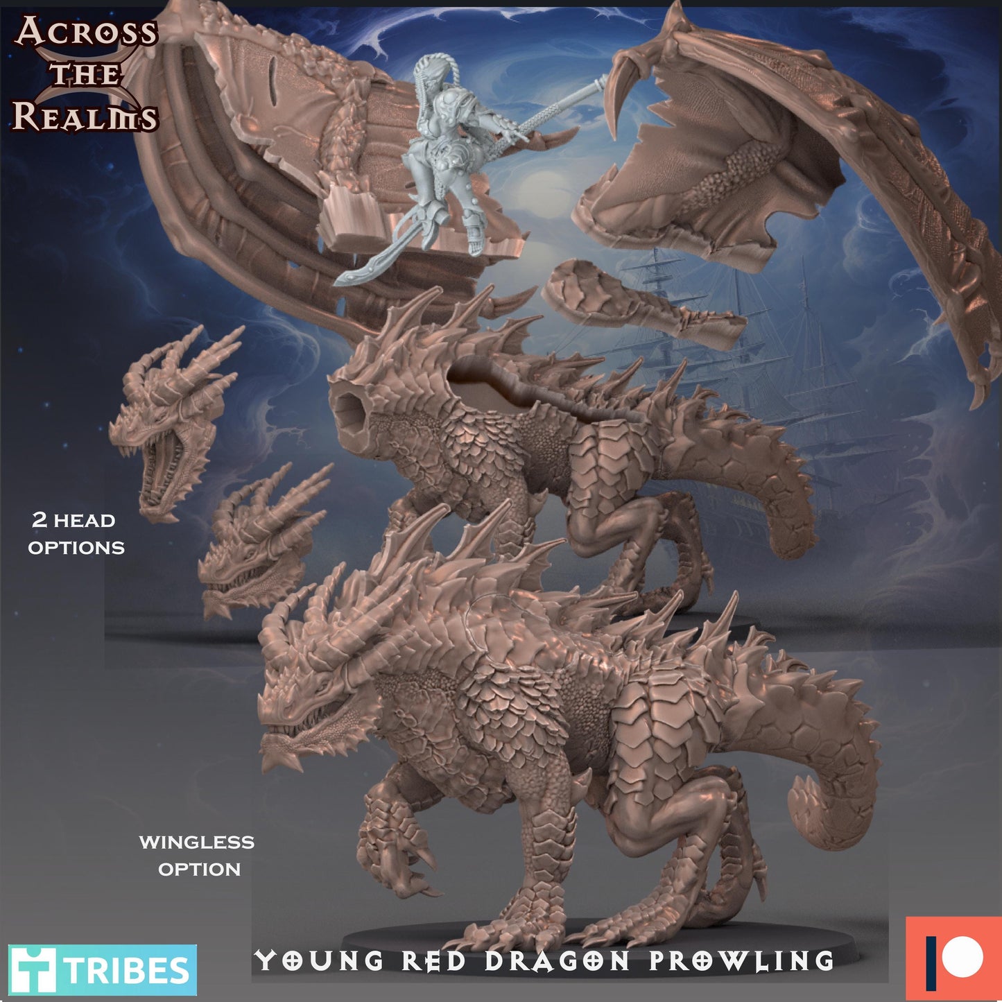 Young Red Dragon Miniature | 32mm Scale | Across the Realms
