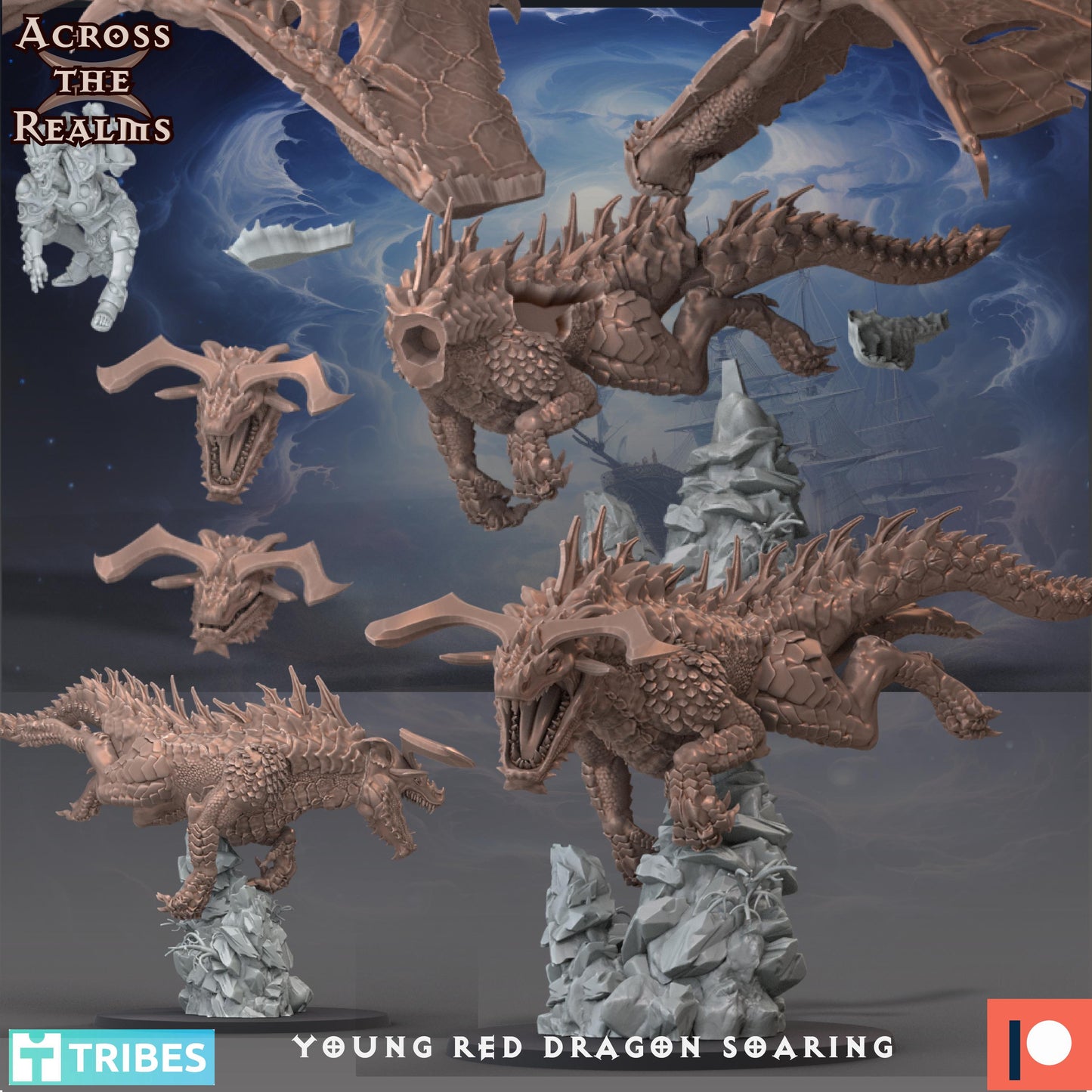 Young Red Dragon Miniature | 32mm Scale | Across the Realms