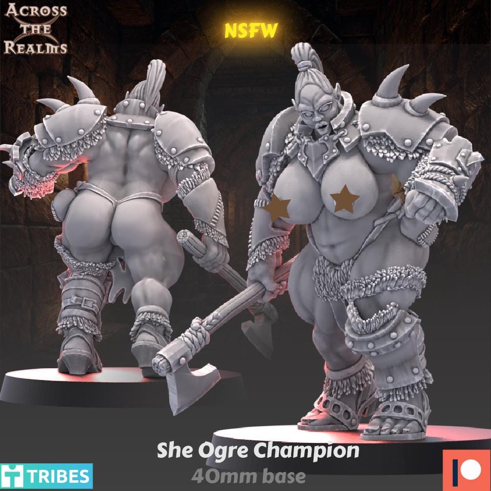 She Ogre Champion Miniature | Across the Realms