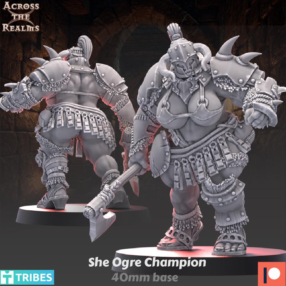 She Ogre Champion Miniature | Across the Realms