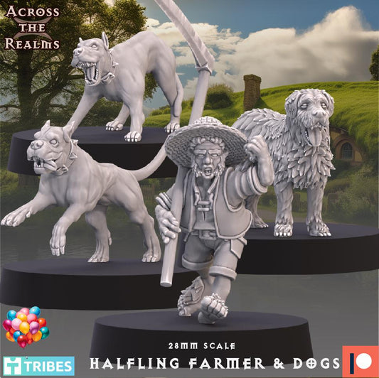 Halfling Farmer & Dogs Miniatures | Across the Realms