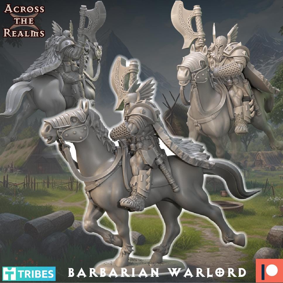 Barbarian Warlord Miniature | Across the Realms